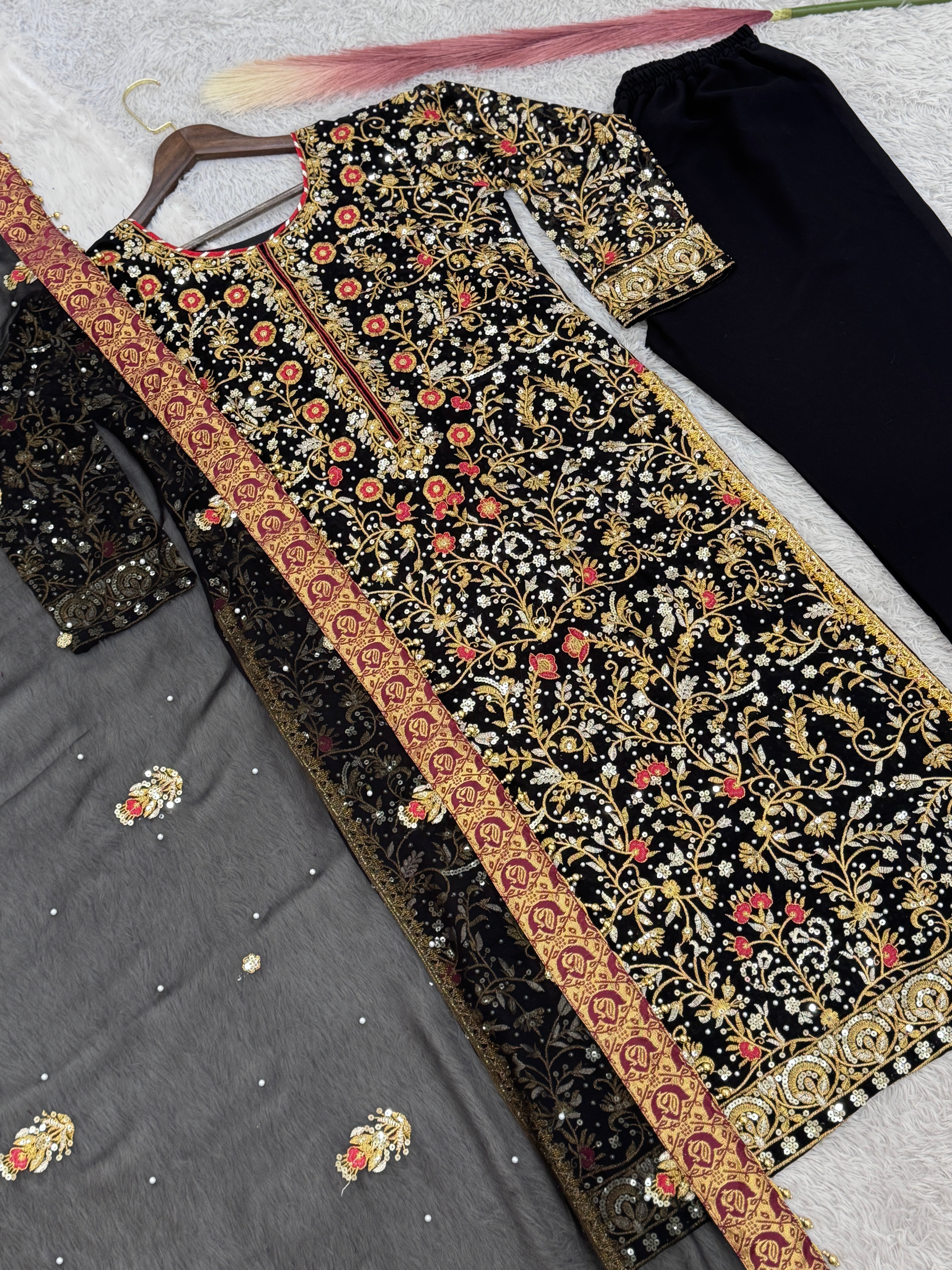 Designer Party Wear Look Top - Pent With Dupatta