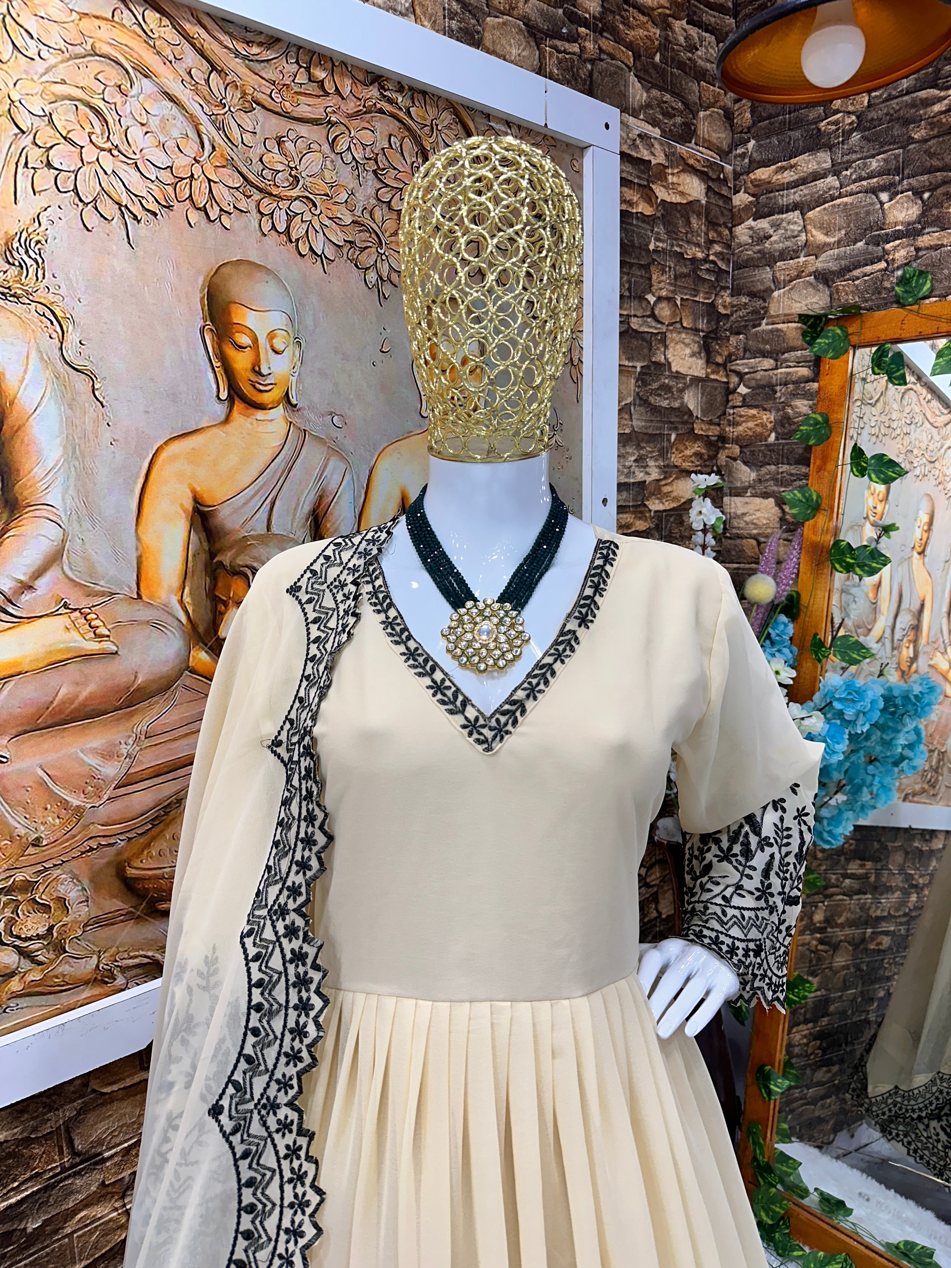 Designer Party Wear Look Gown With Sharara And Dupatta