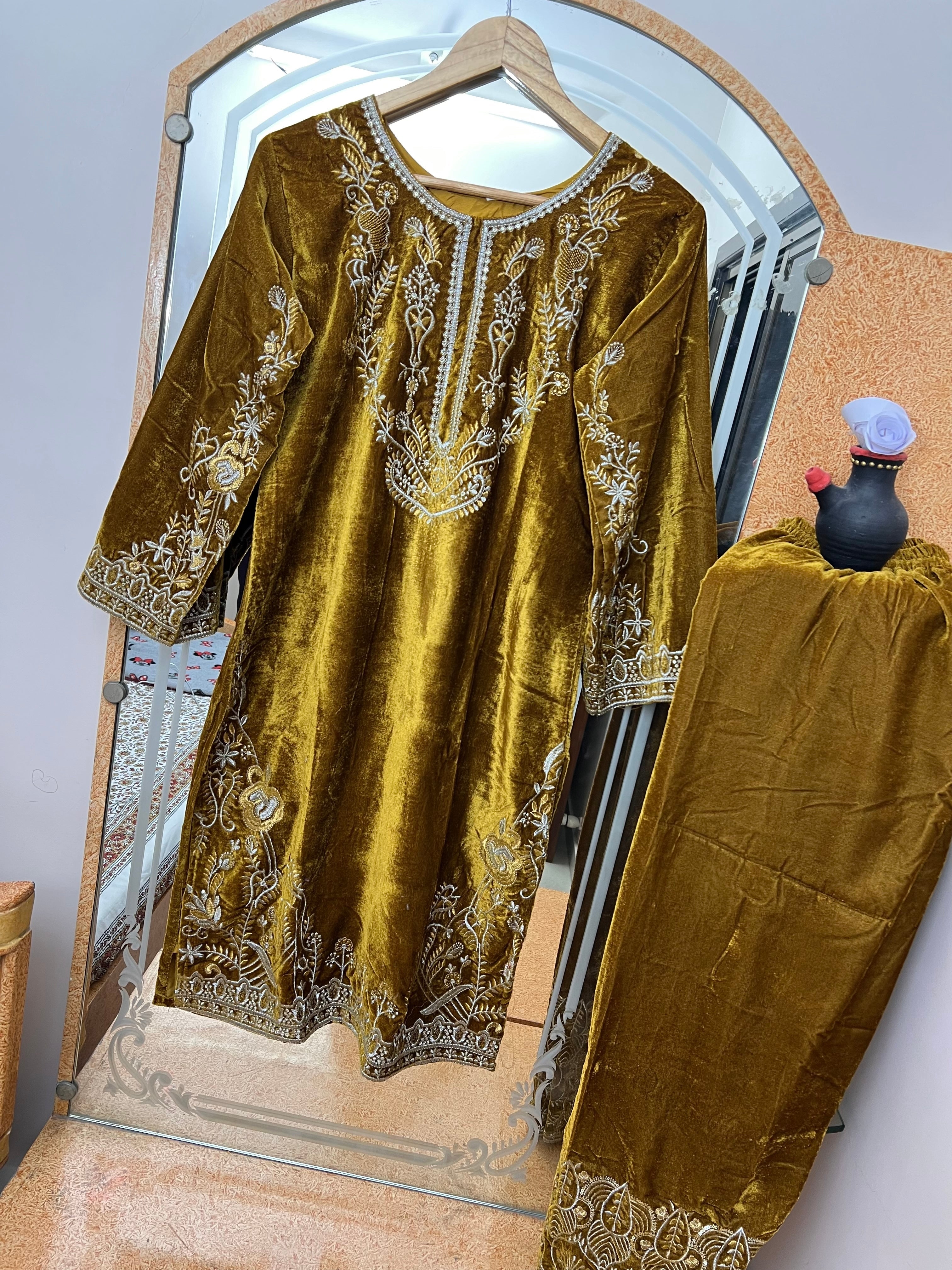 Party Wear Beautiful Top-Bottom With Zari Embroidery Work