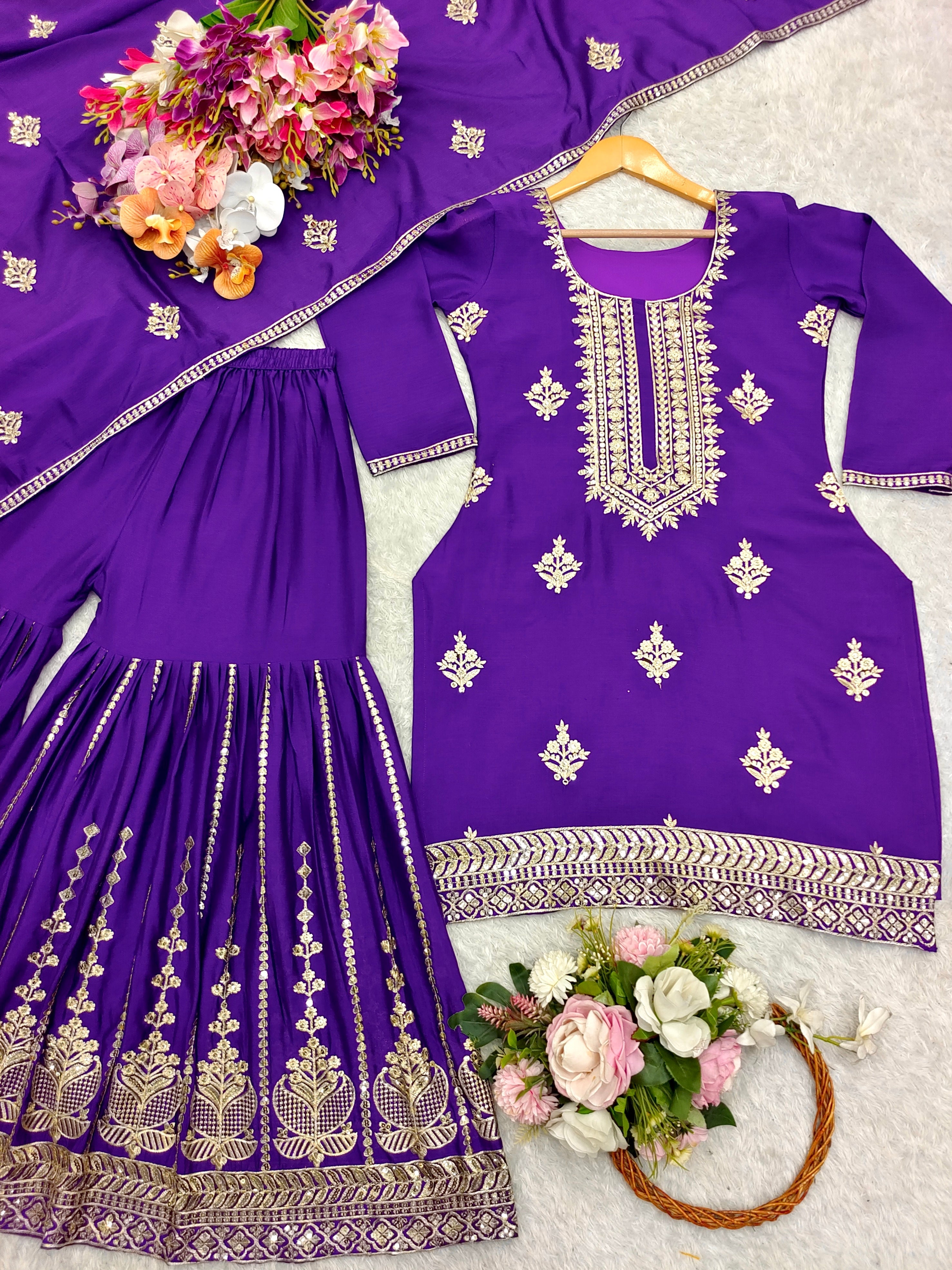 Beautiful Party Wear Top-Sarara And Dupatta