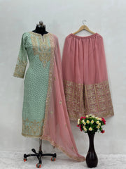 Designer Top Bottom And Dupatta With Embroidery Work