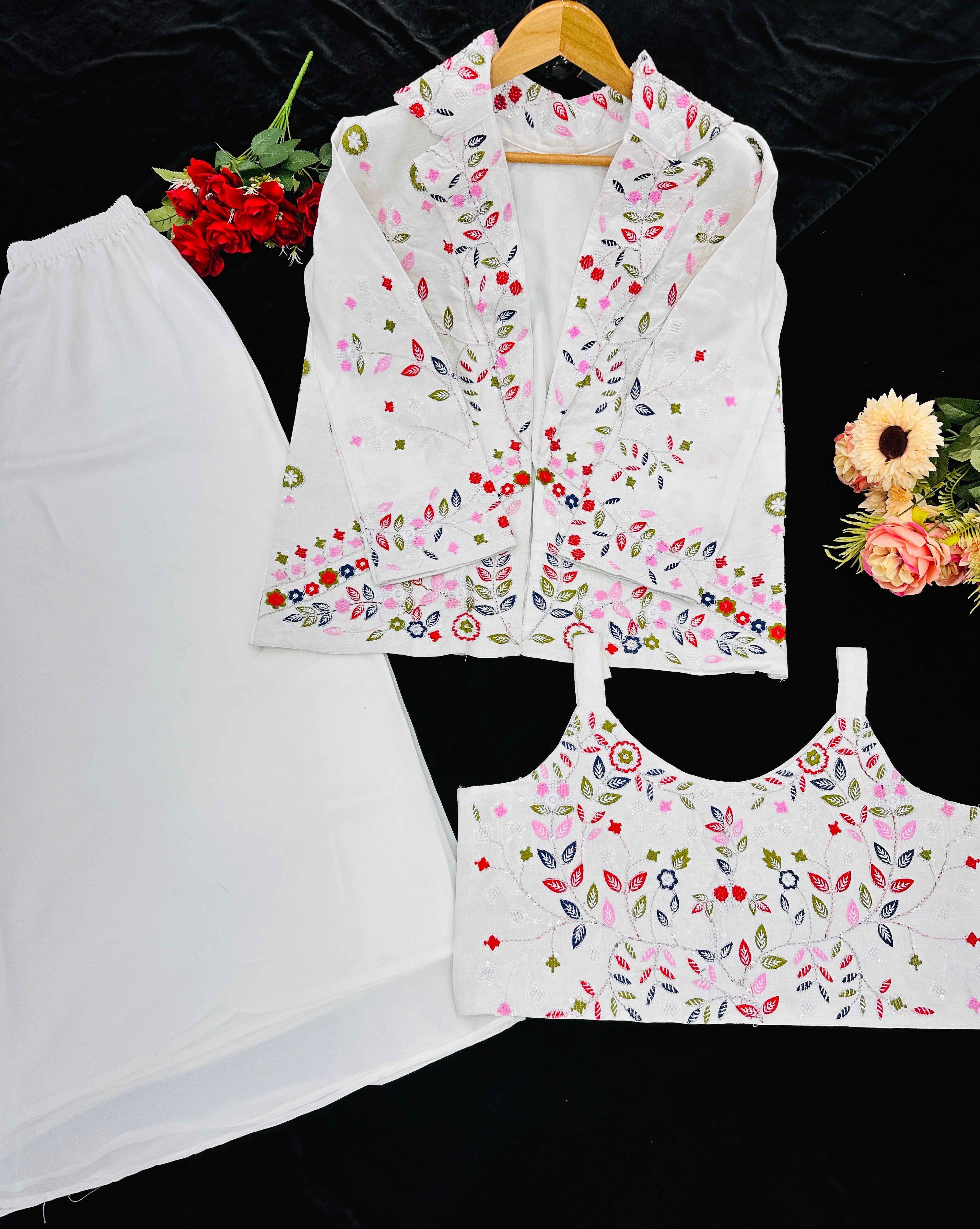 Party Wear Designer Shrara With Blouse And Fancy Koti