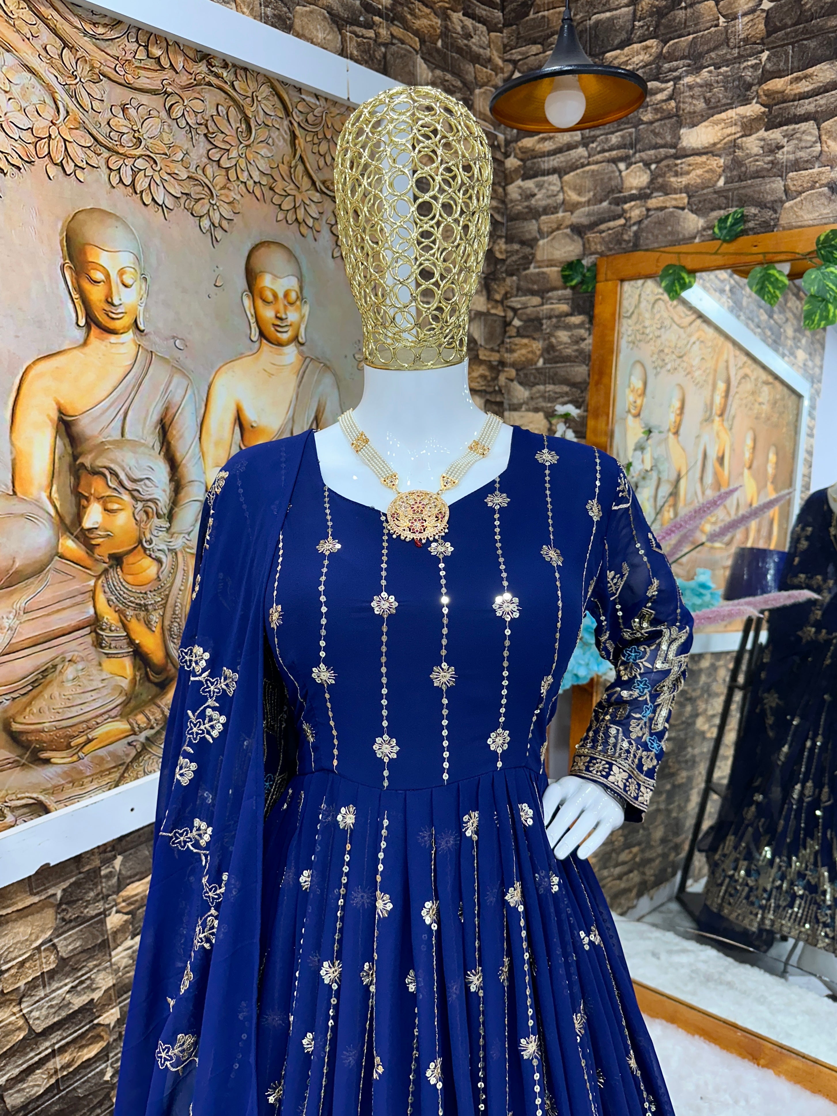 Party Wear Beautiful Anarkali Gown And Pent With Fancy Dupatta