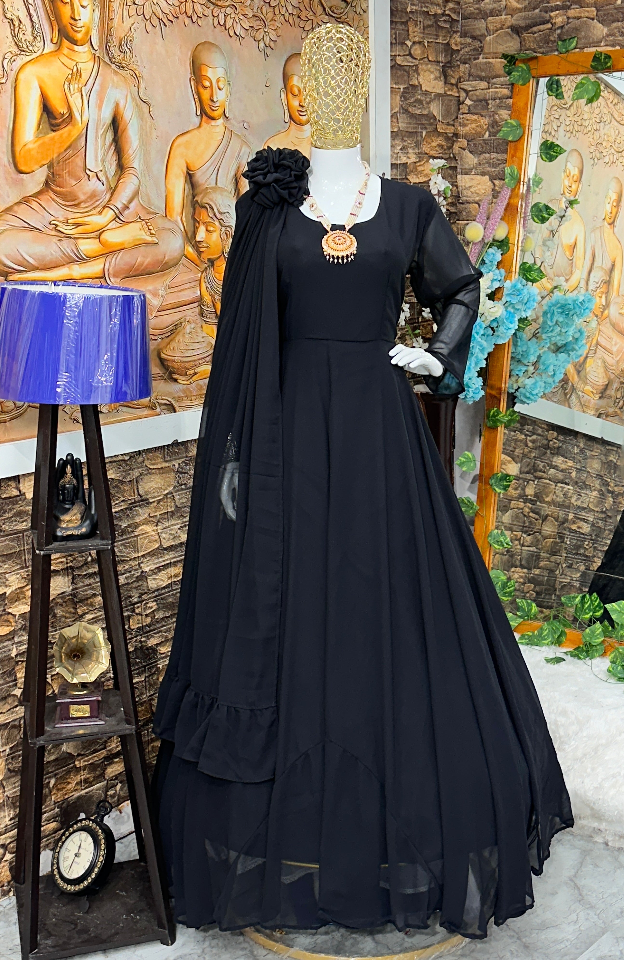 Party Wear Beautiful Anarkali Gown With Pent And Beatifoll Dupatta