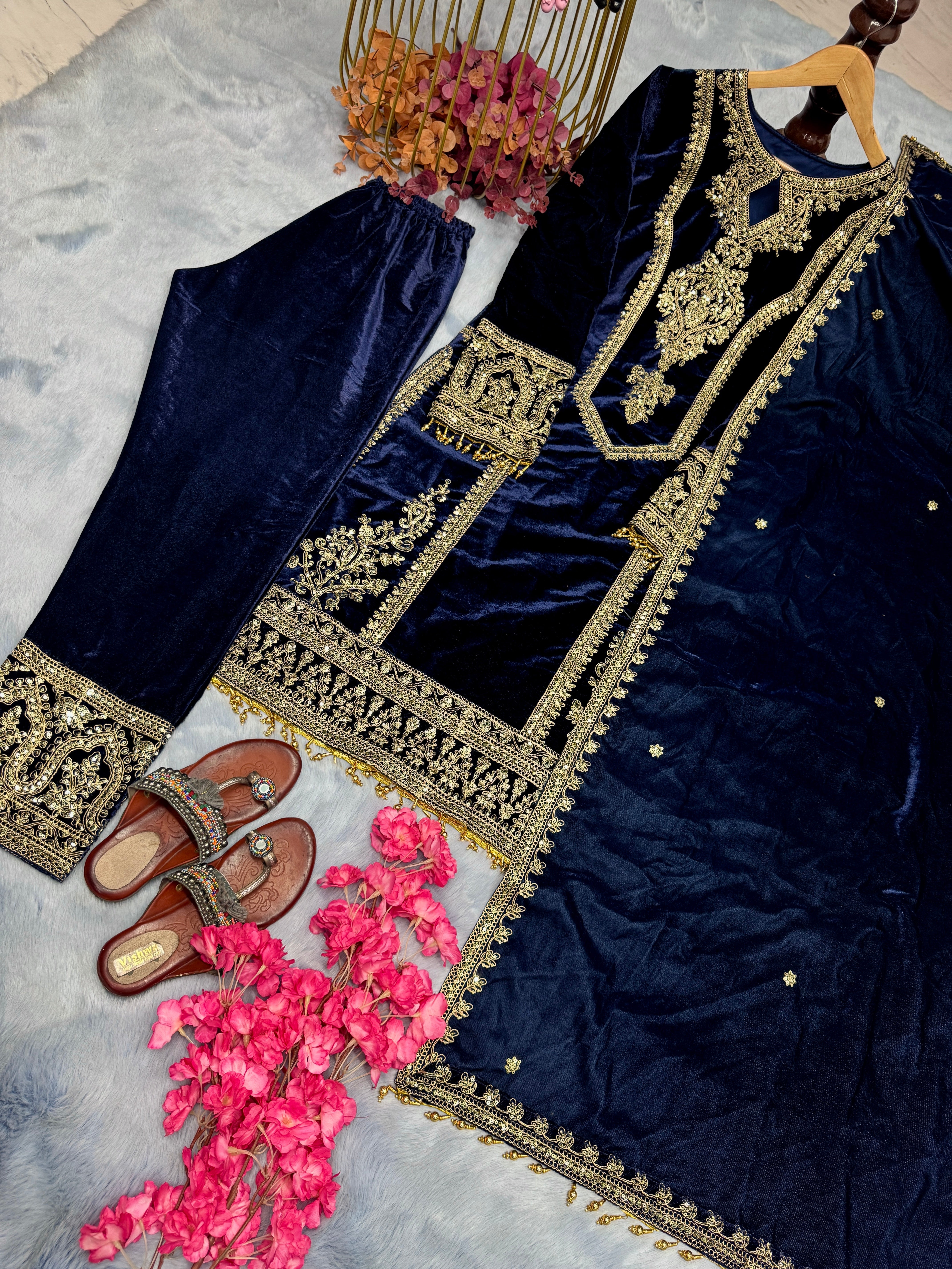 Designer Party Wear Look Top Plazzo & Dupatta Set