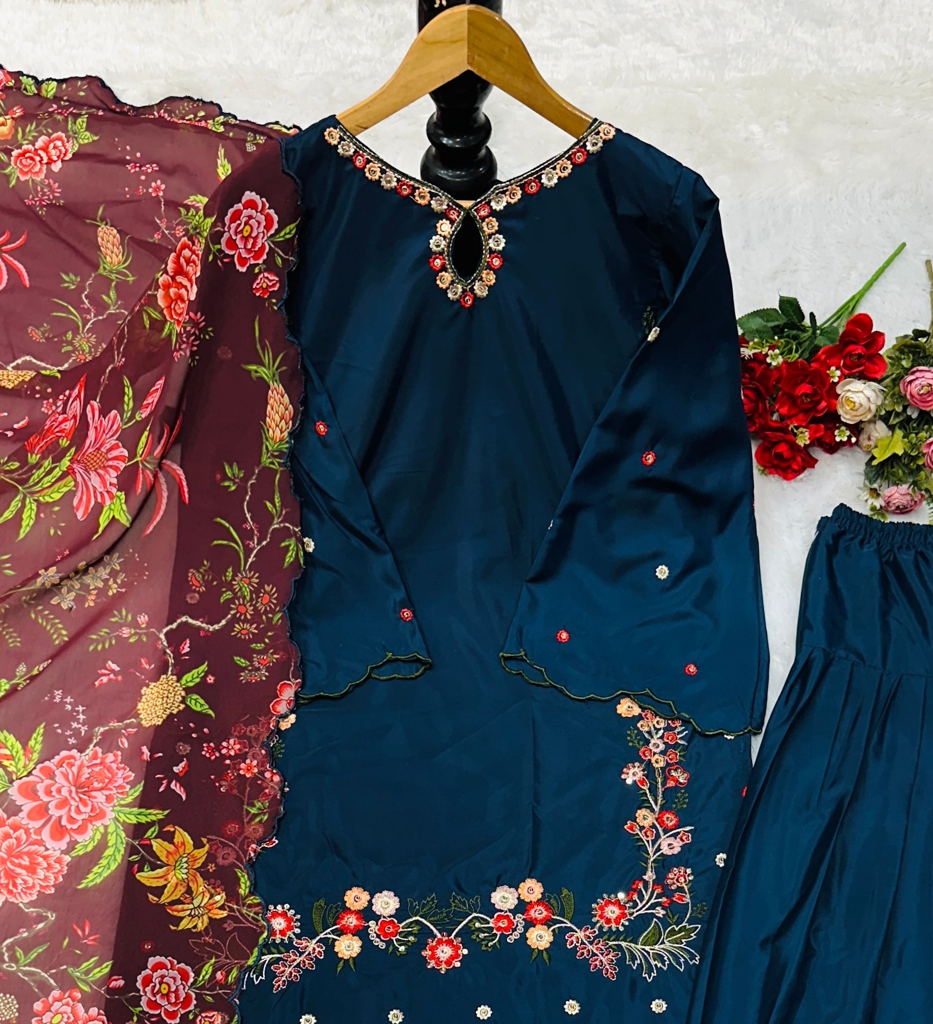 Designer Party Wear Suit Set With Fancy Dupatta