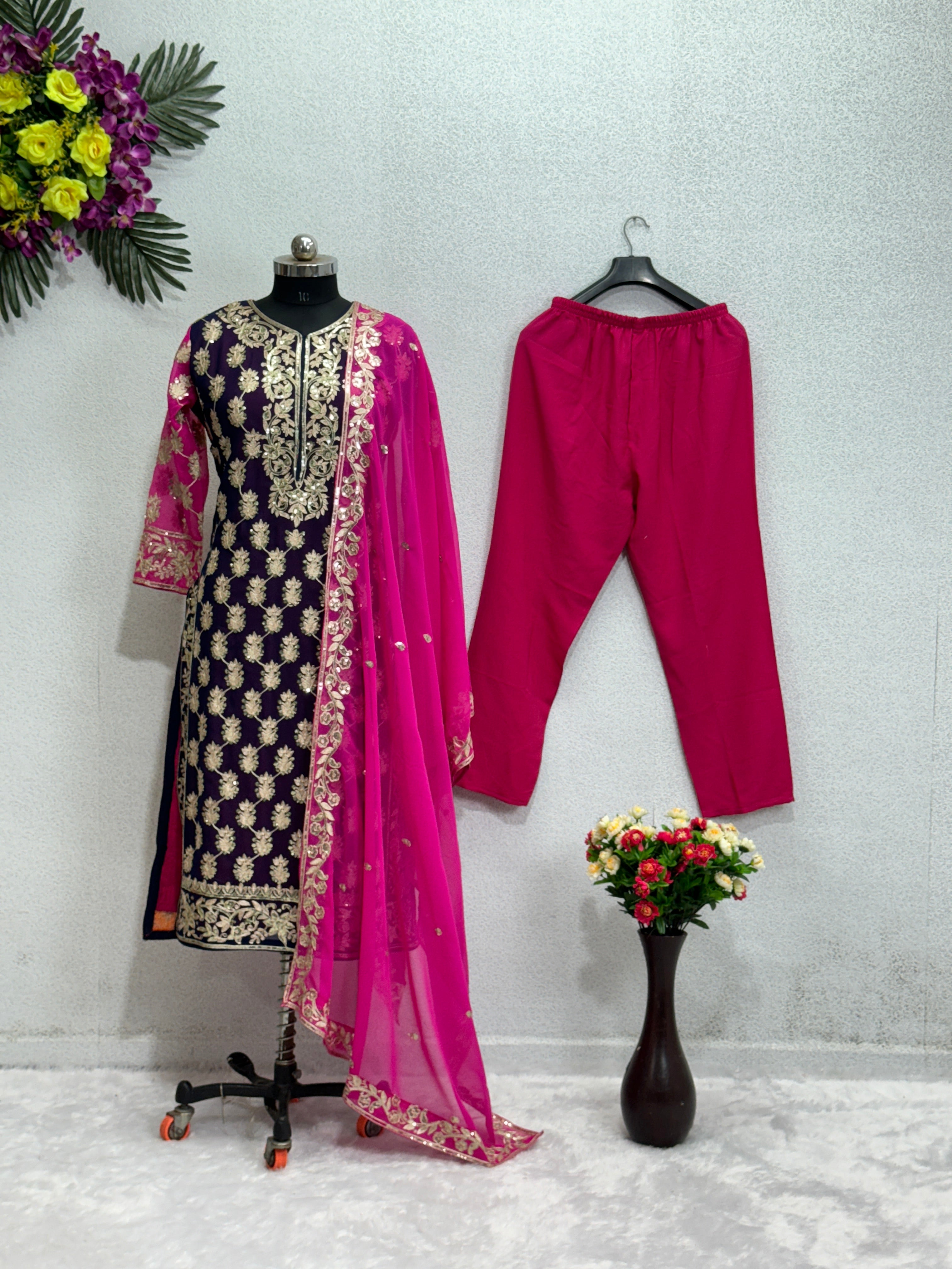 Beautiful Party Wear Top Pent And Dupatta