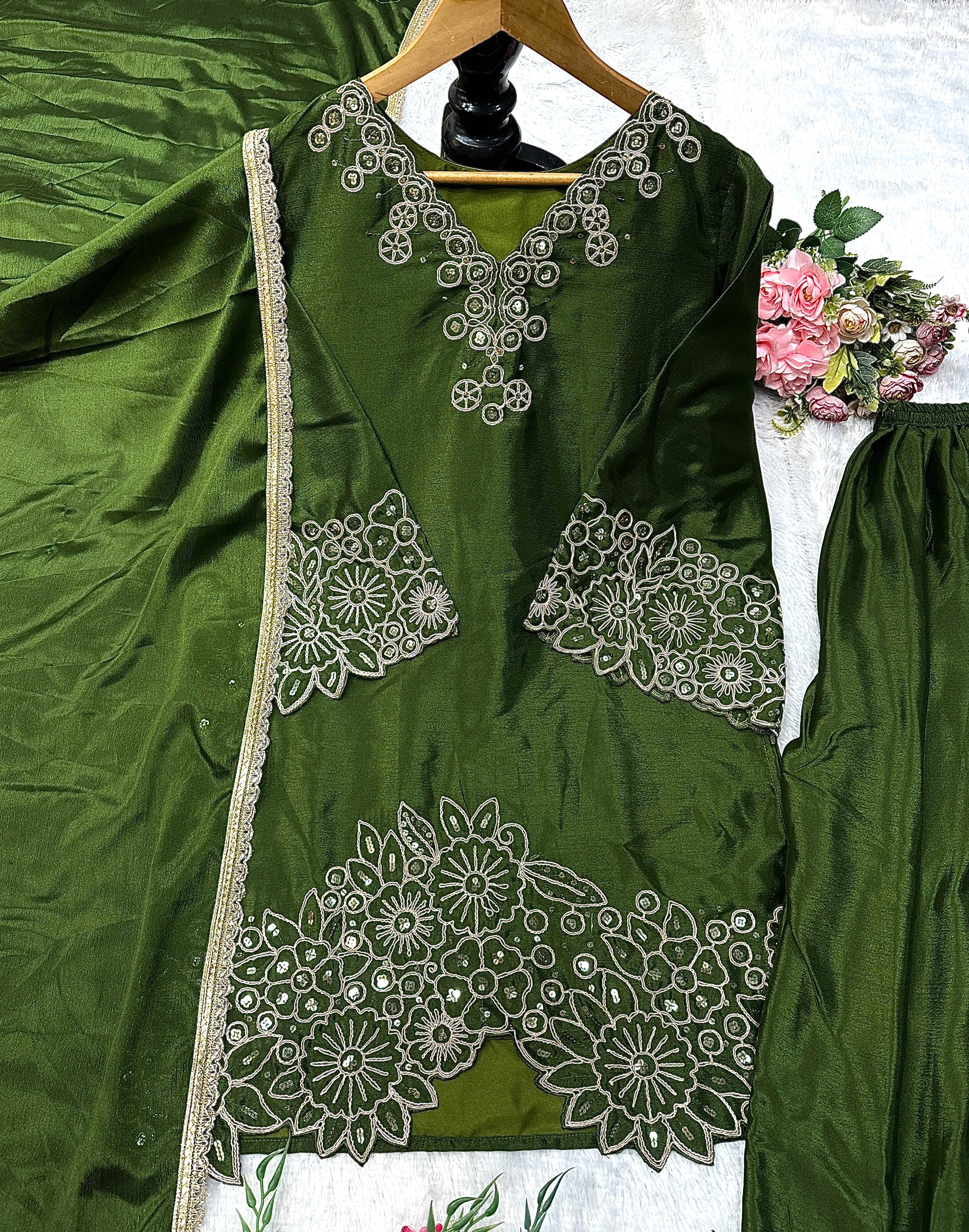 Party Wear Beautiful Top Bottom And Dupatta