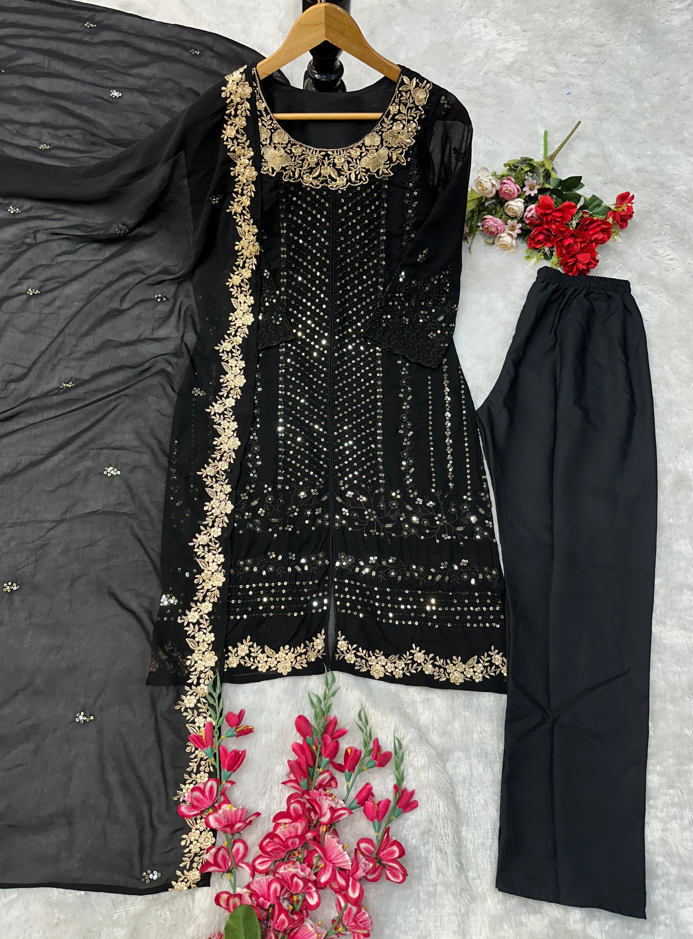 Party Wear Beautiful Suit Set With Dupatta With Embroidery Work