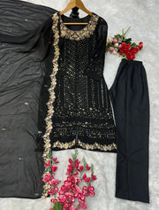 Designer Party Wear Suit Set With Embroidery Work