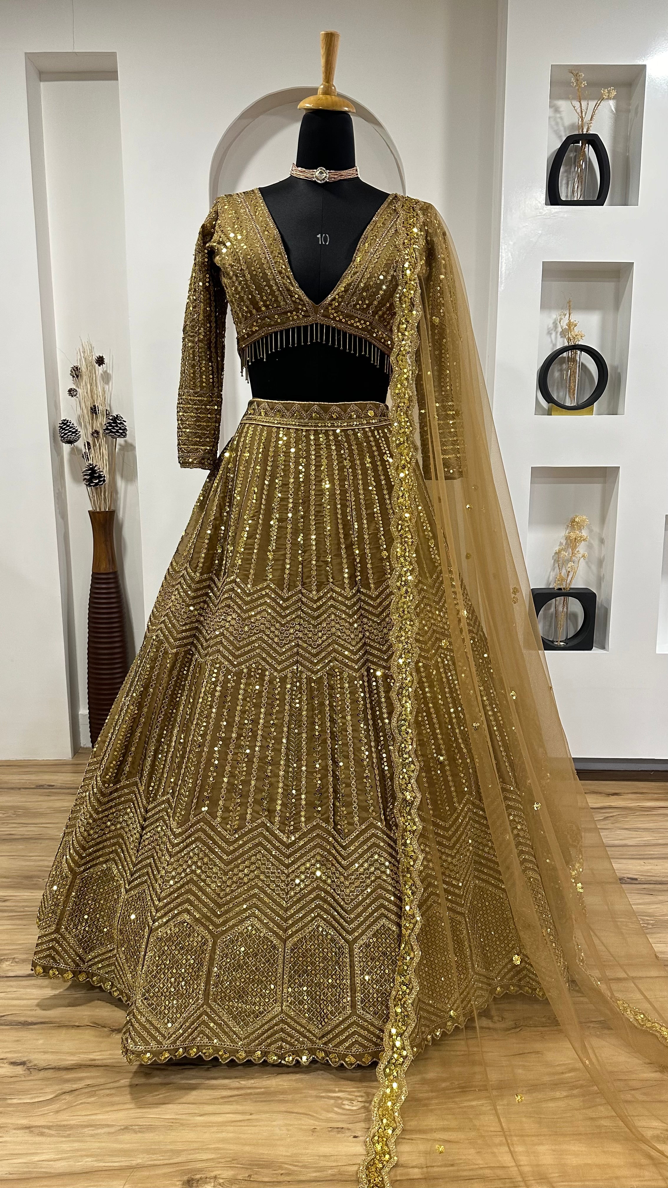 Designer Wedding Wear Lehenga Choli With Dori & Sequence Work