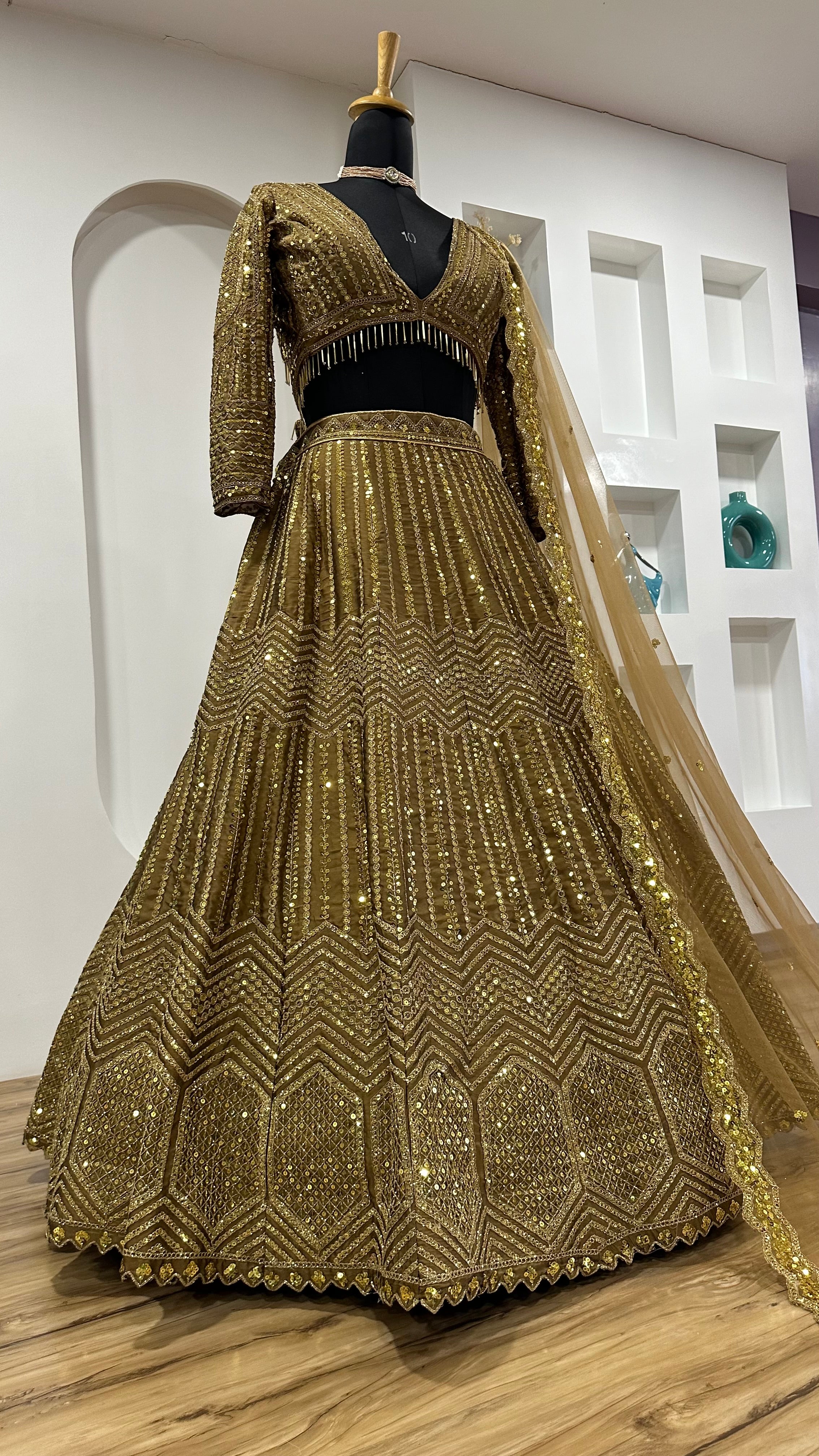 Designer Wedding Wear Lehenga Choli With Dori & Sequence Work