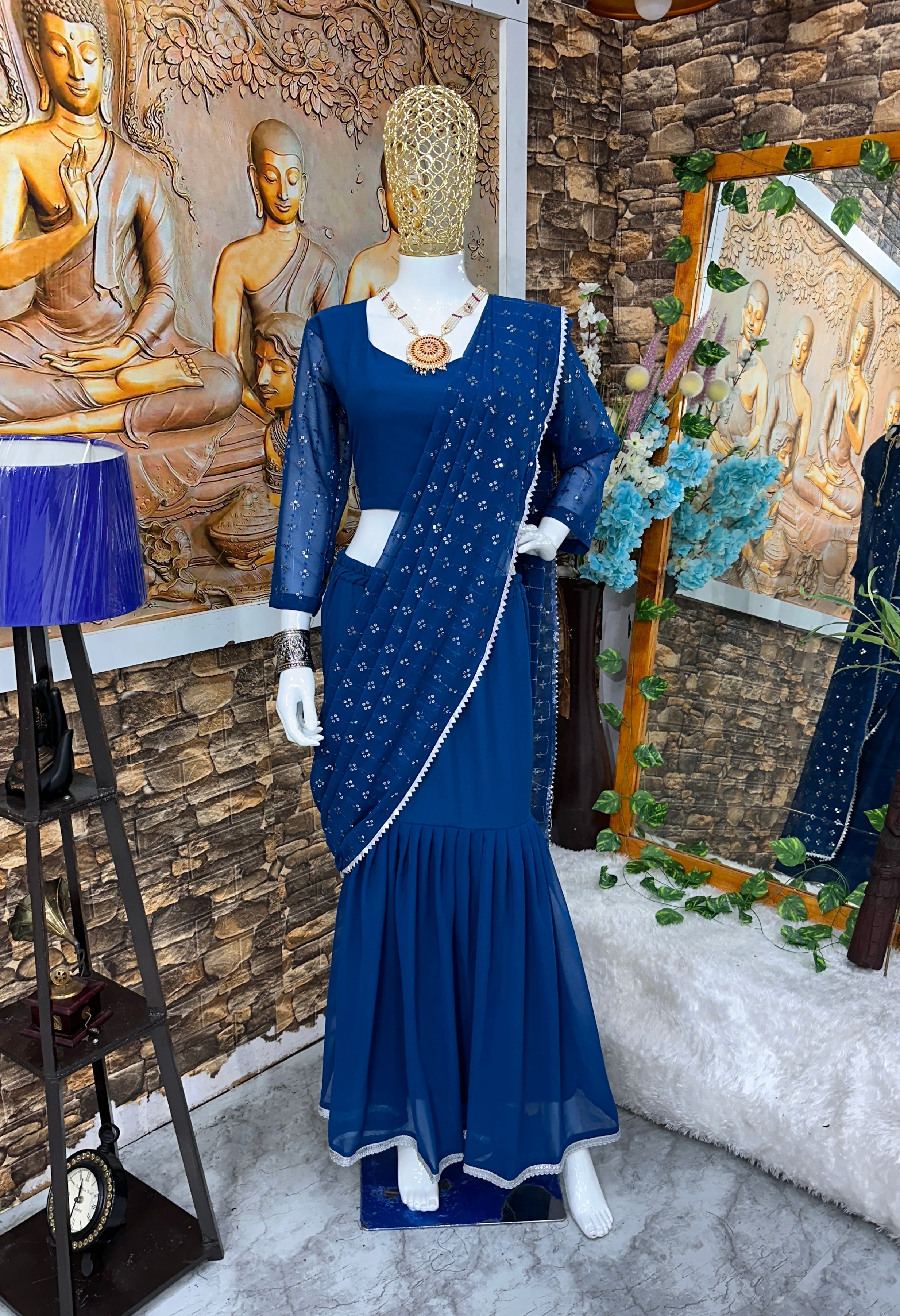 Beautiful Party Wear Look Ready To Wear Lehenga Saree