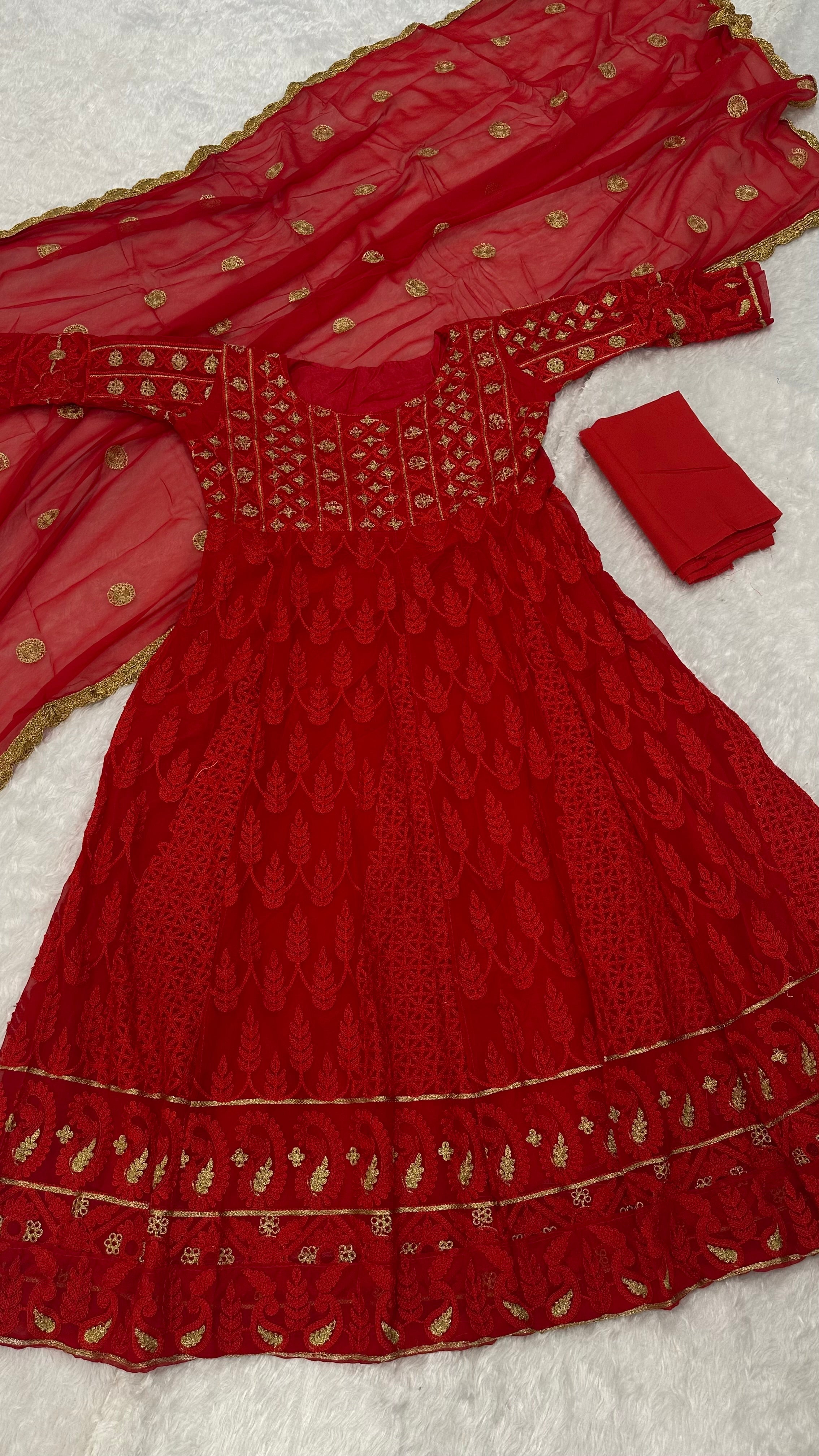 Designer Party Wear Anarkali Gown With Pent And Dupatta