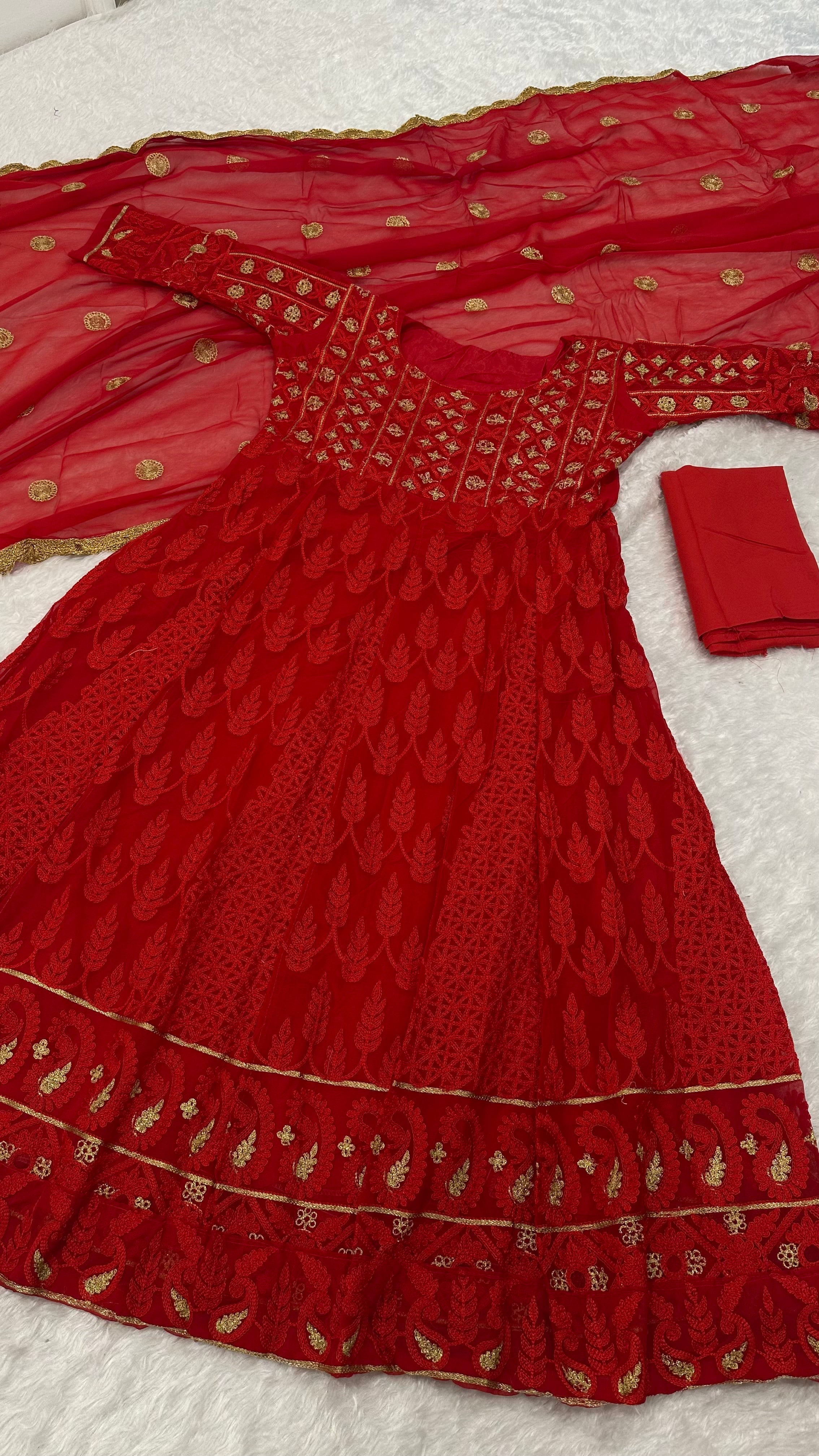 Designer Party Wear Anarkali Gown With Pent And Dupatta