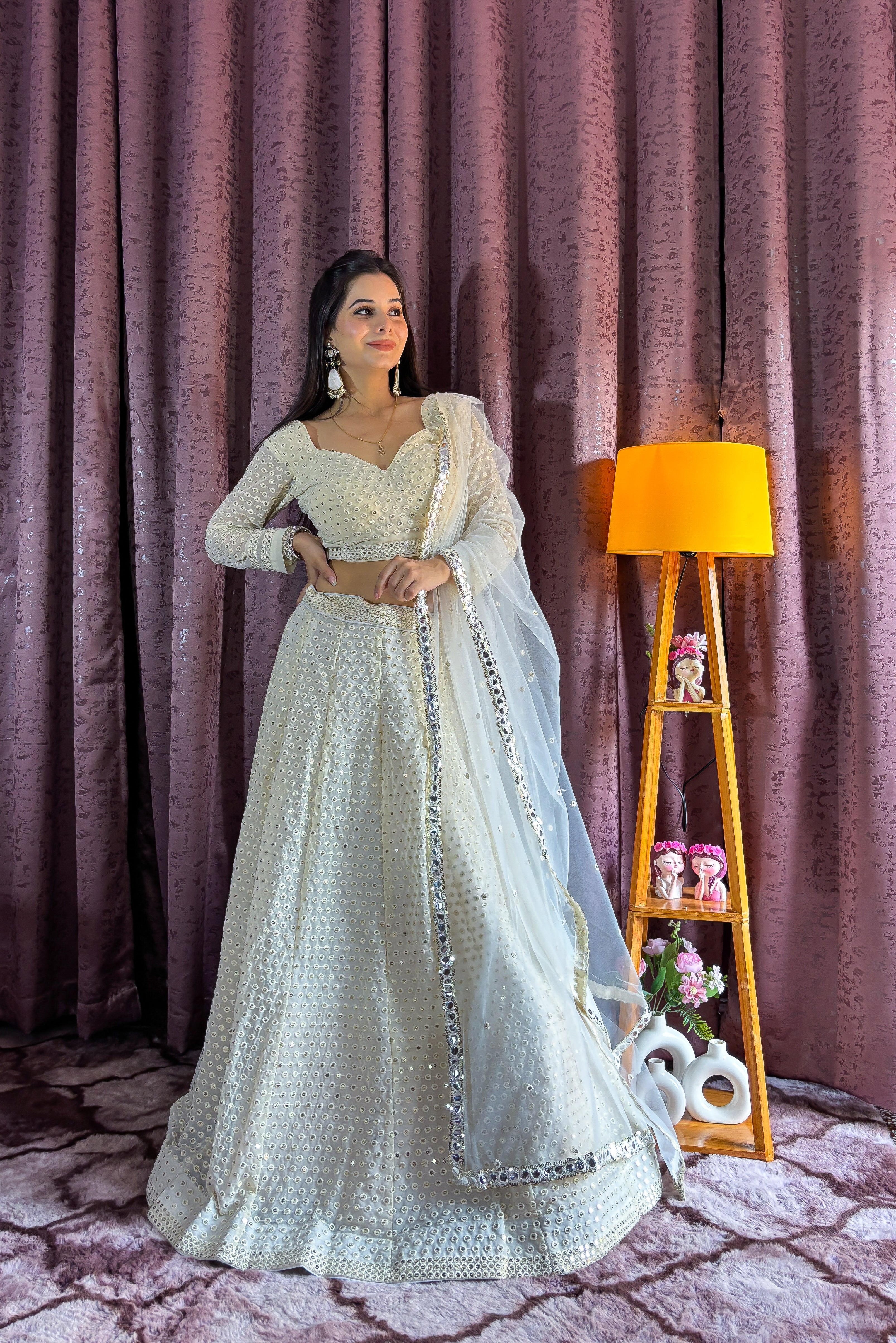 Designer Party Wear Lehenga Choli With Sequence & Thread Work
