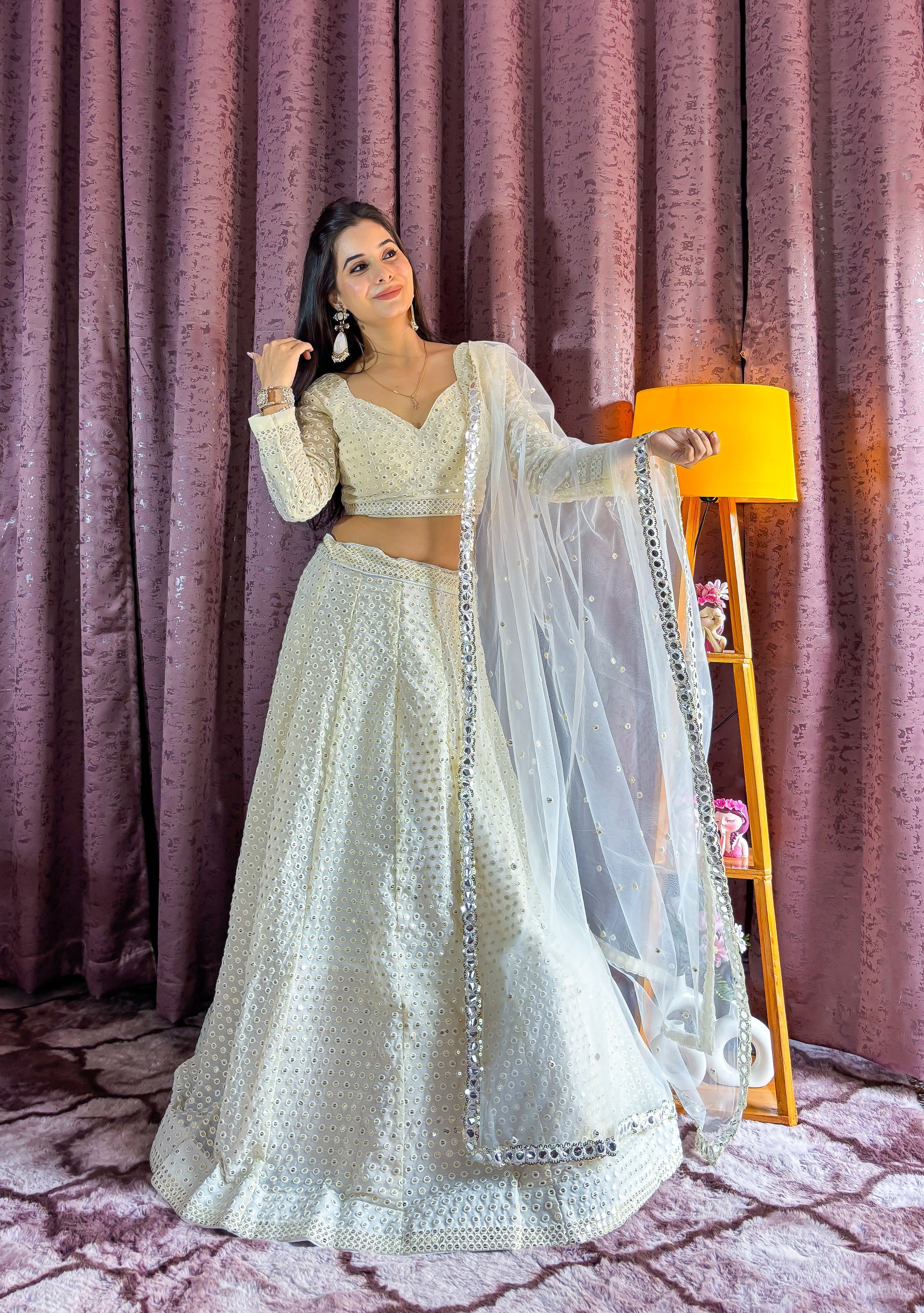 Designer Party Wear Lehenga Choli With Sequence & Thread Work