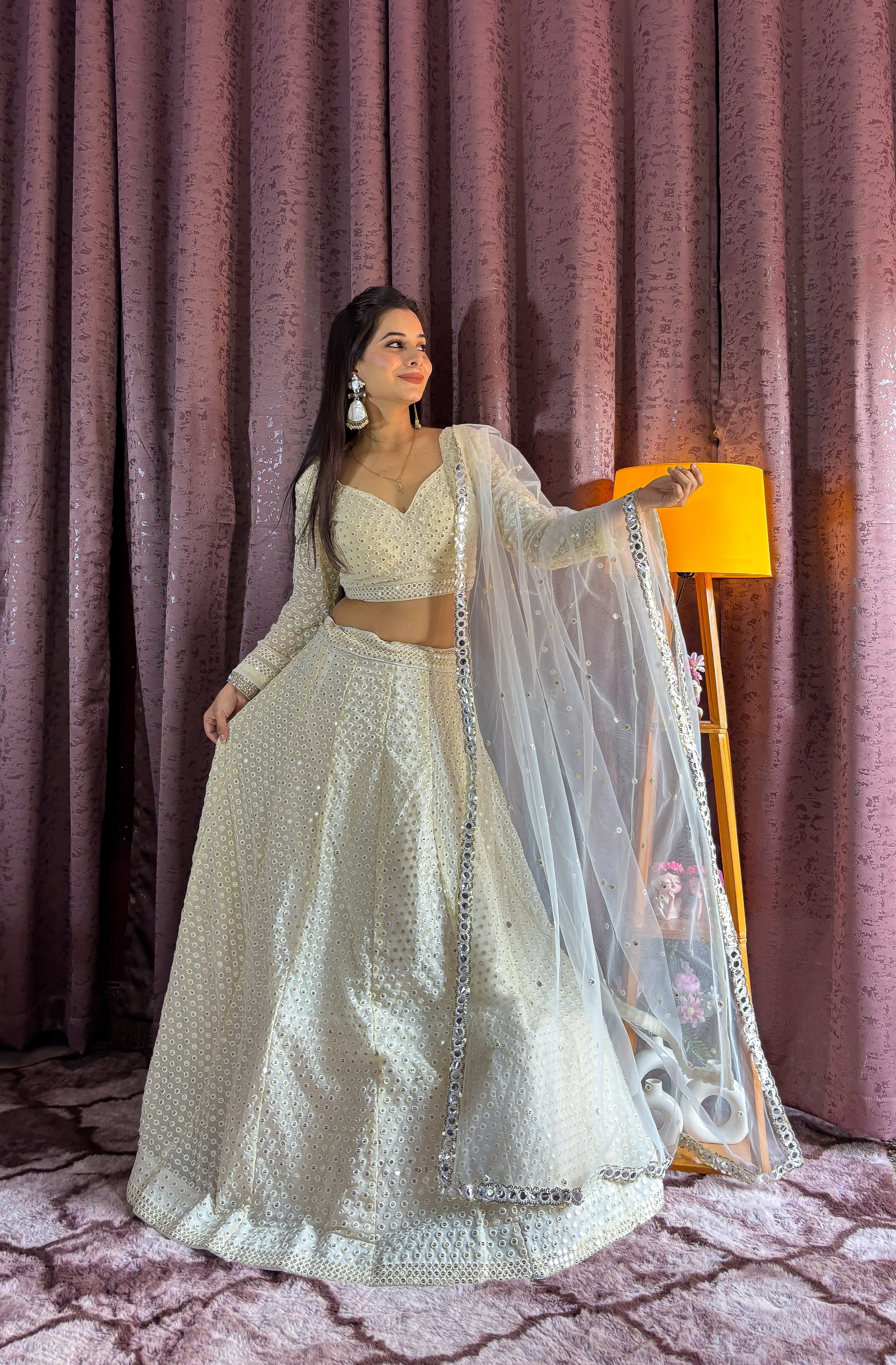 Designer Party Wear Lehenga Choli With Sequence & Thread Work