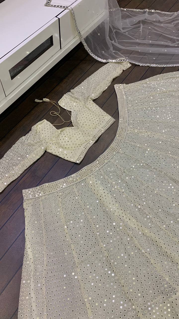 Designer Party Wear Lehenga Choli With Sequence & Thread Work