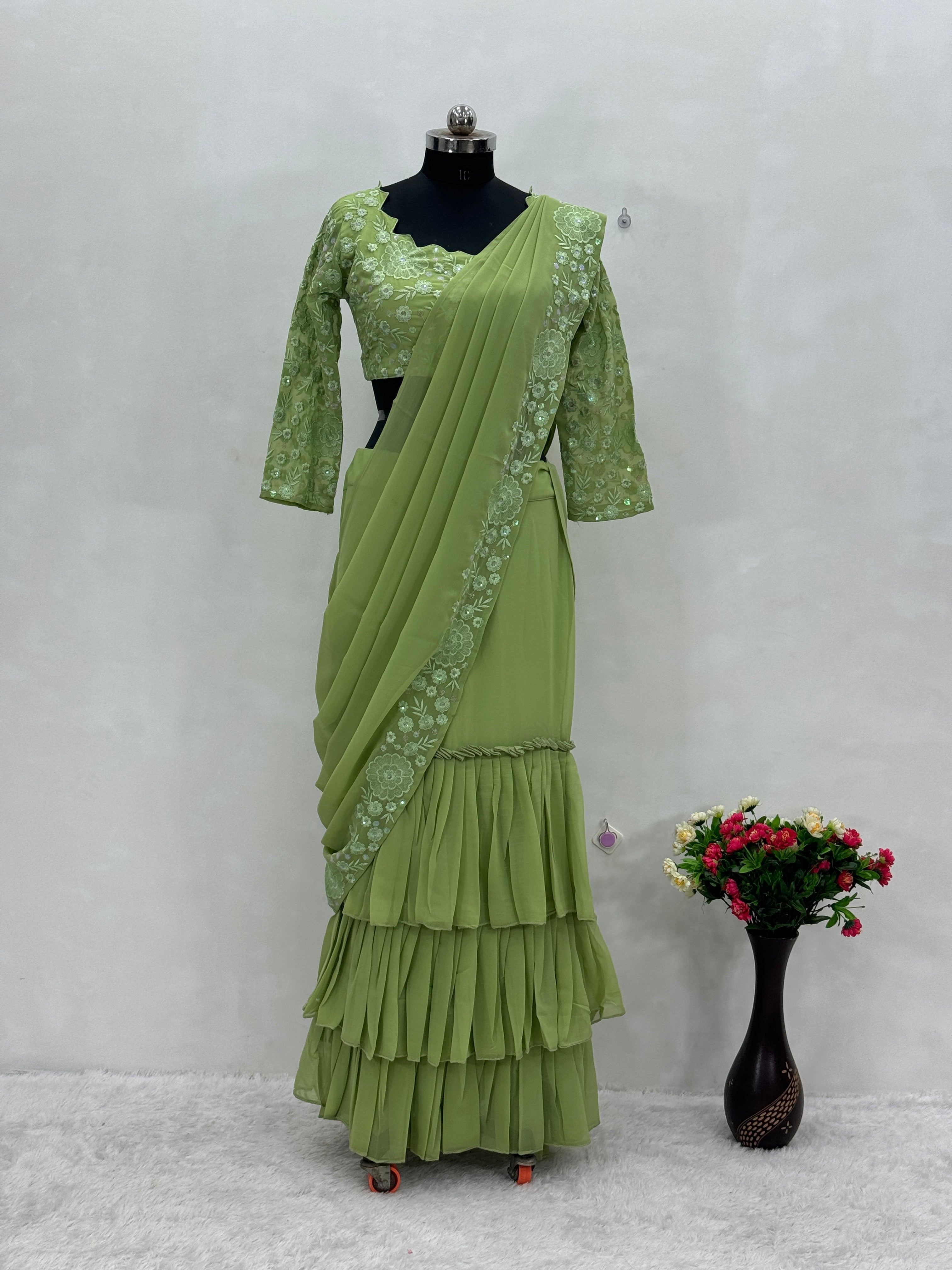 Beautiful Party Wear Ready To Wear Lehenga With Ruffle