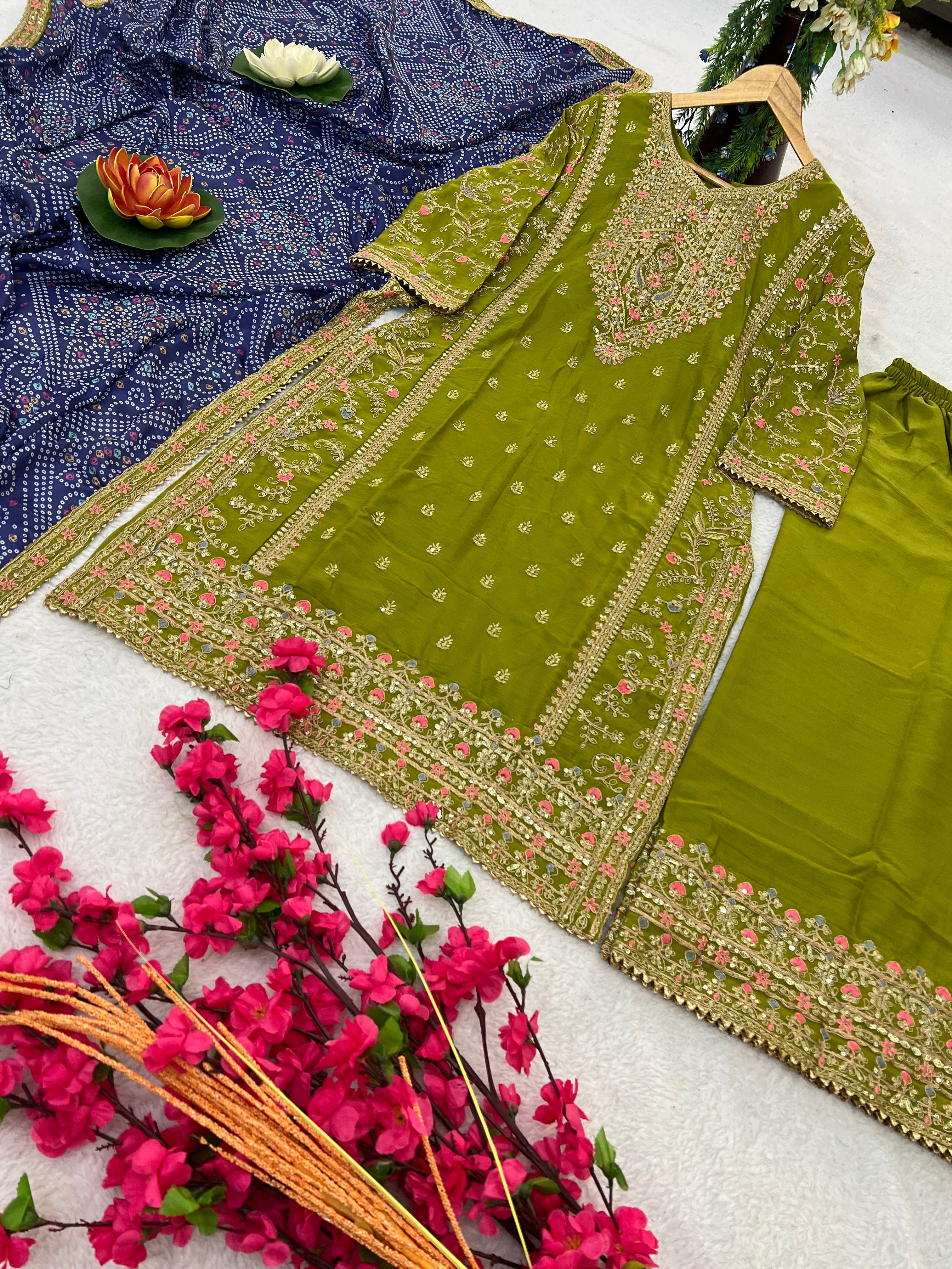 Designer Party Wear Top-Bottom With Beautiful Dupatta