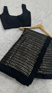 Party Wear Look Designer Saree With Sequence Work