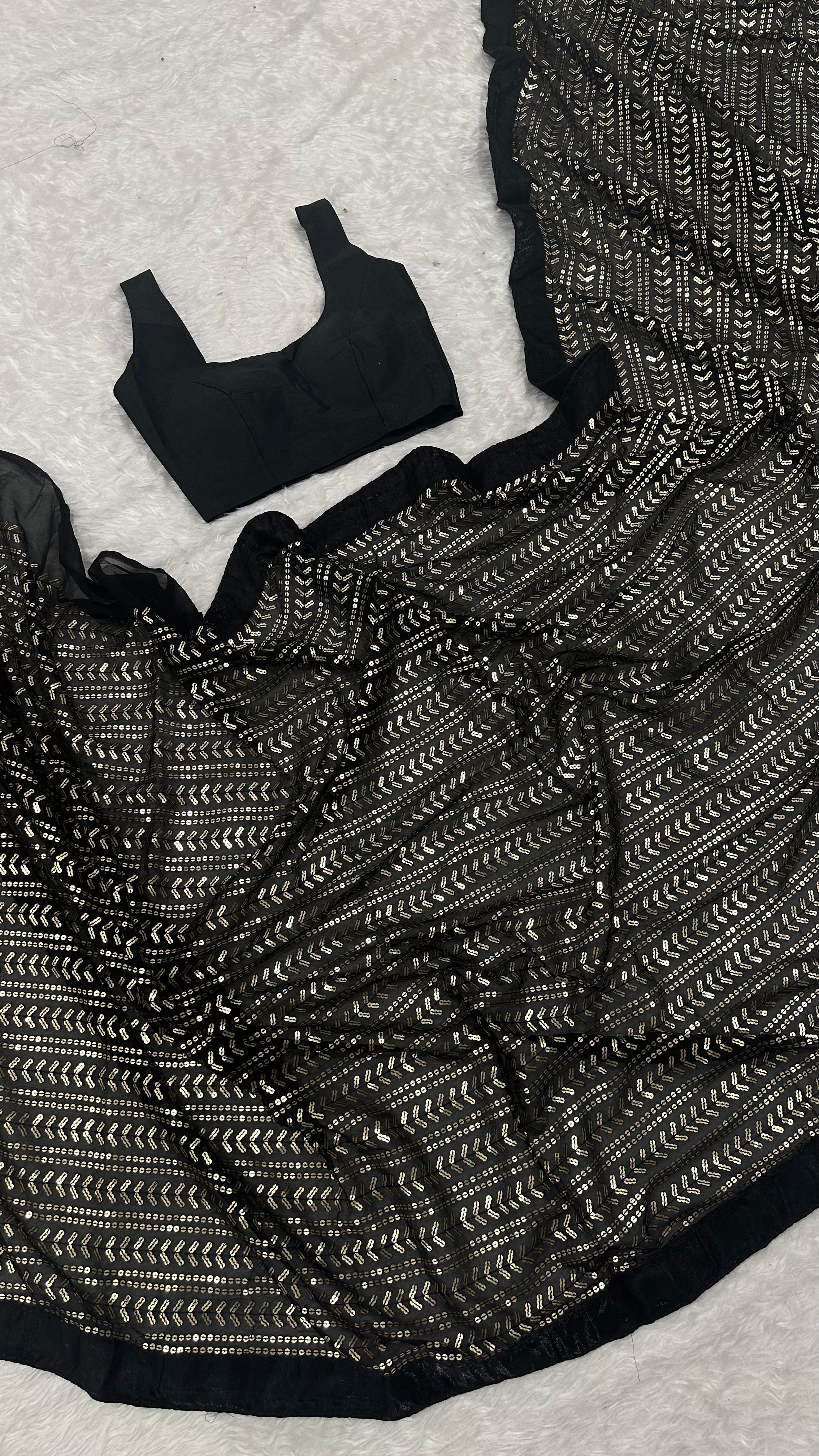 Party Wear Look Designer Saree With Sequence Work