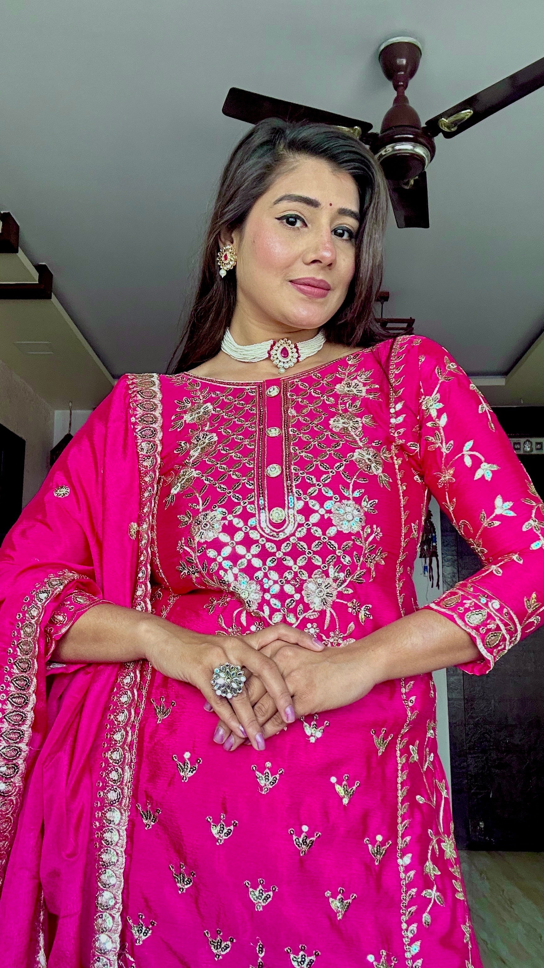 Designer Party Wear Top-Plazzo And Dupatta