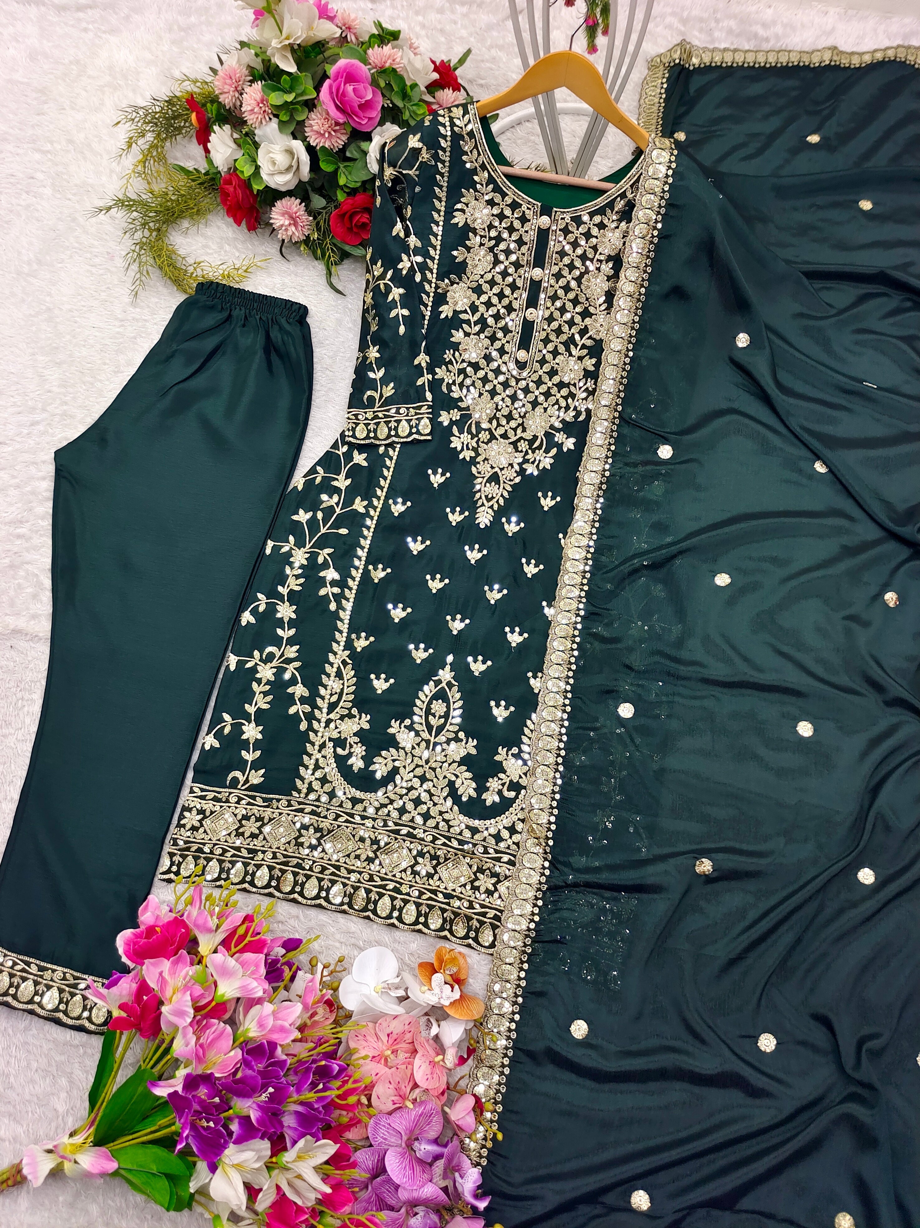 Party Wear Designer Top-Plazzo And Dupatta