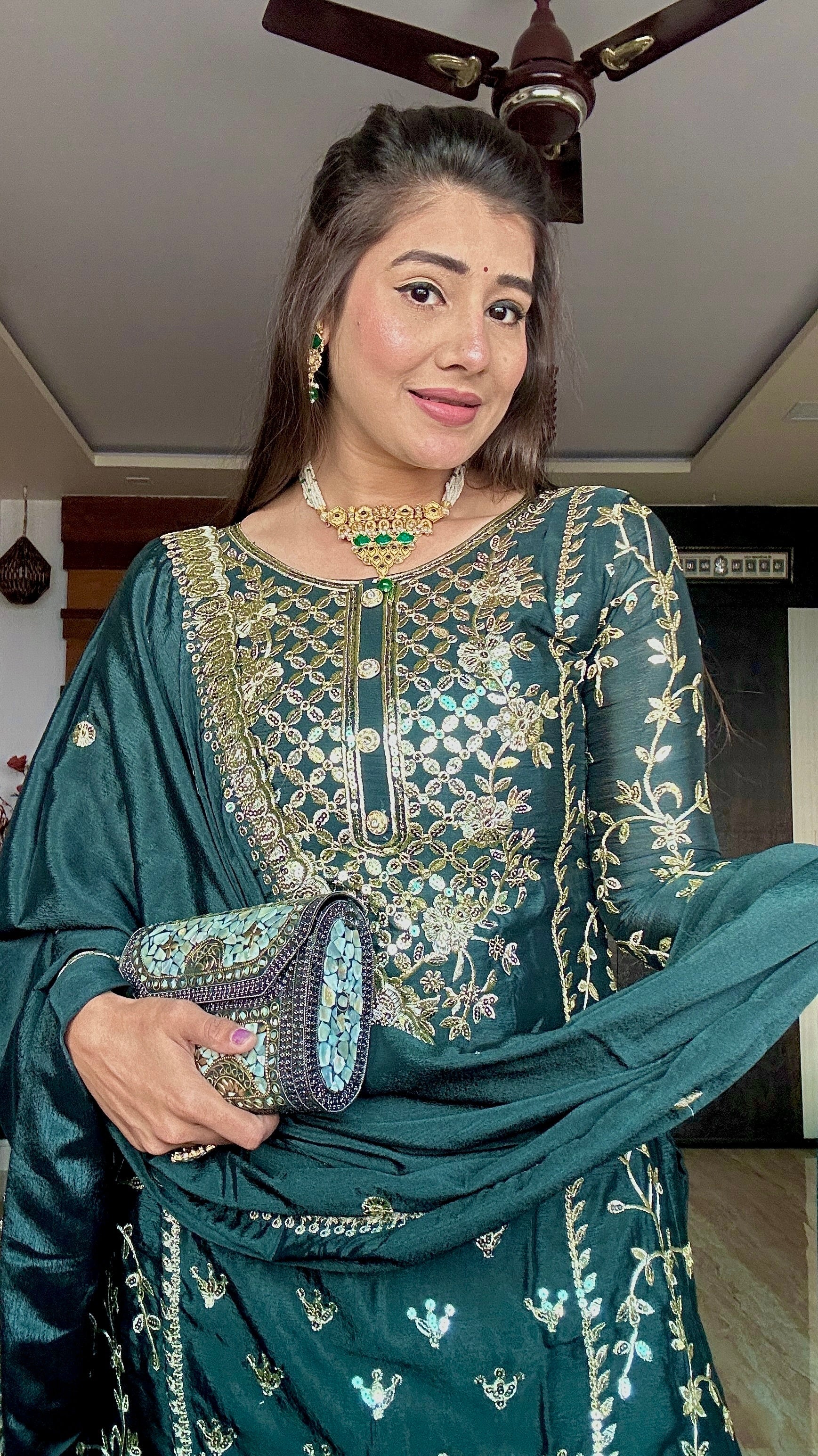 Party Wear Designer Top-Plazzo And Dupatta