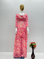 Party Wear Top And Plazzo With Beautiful Digital Print