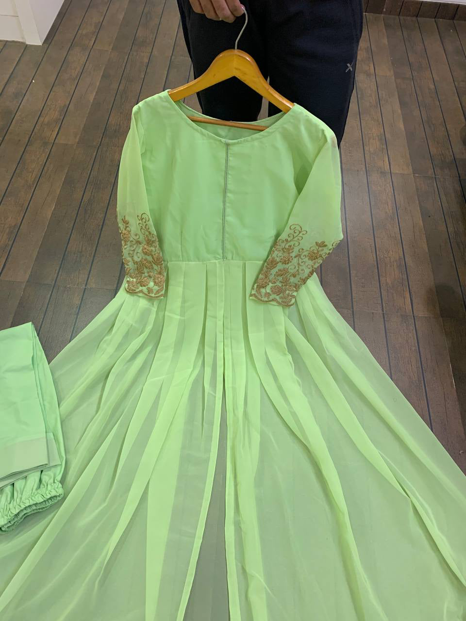 Beautiful Party Wear Gown And Bottom With Dori Work