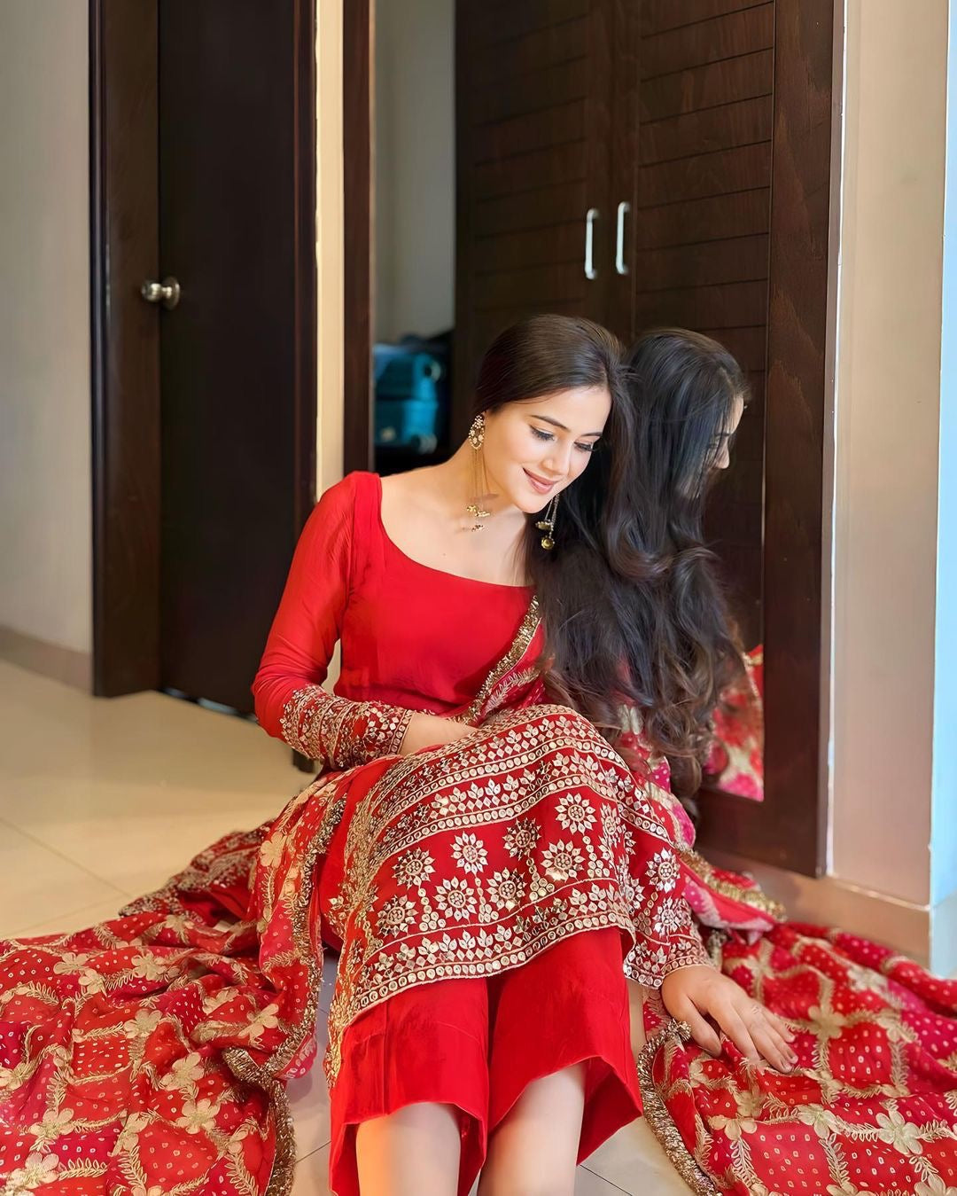 Beautiful Party Wear Top Bottom And Dupatta With Embroidery Work