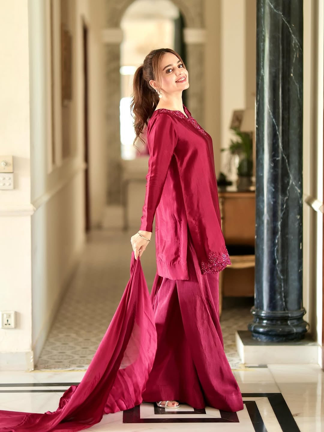 Party Wear Beautiful Top-Bottom And Dupatta With Embroidery Work