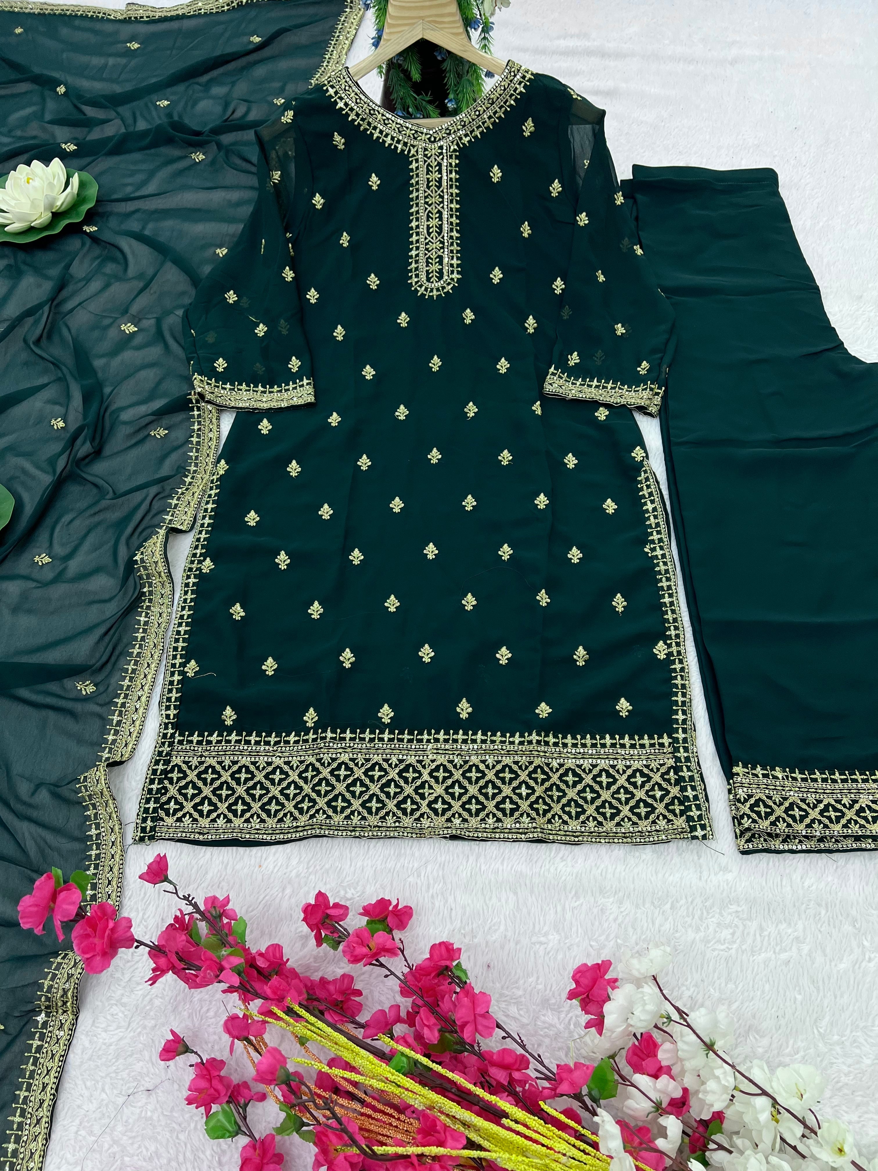 Party Wear Designer Top-Bottom And Beautiful Dupatta