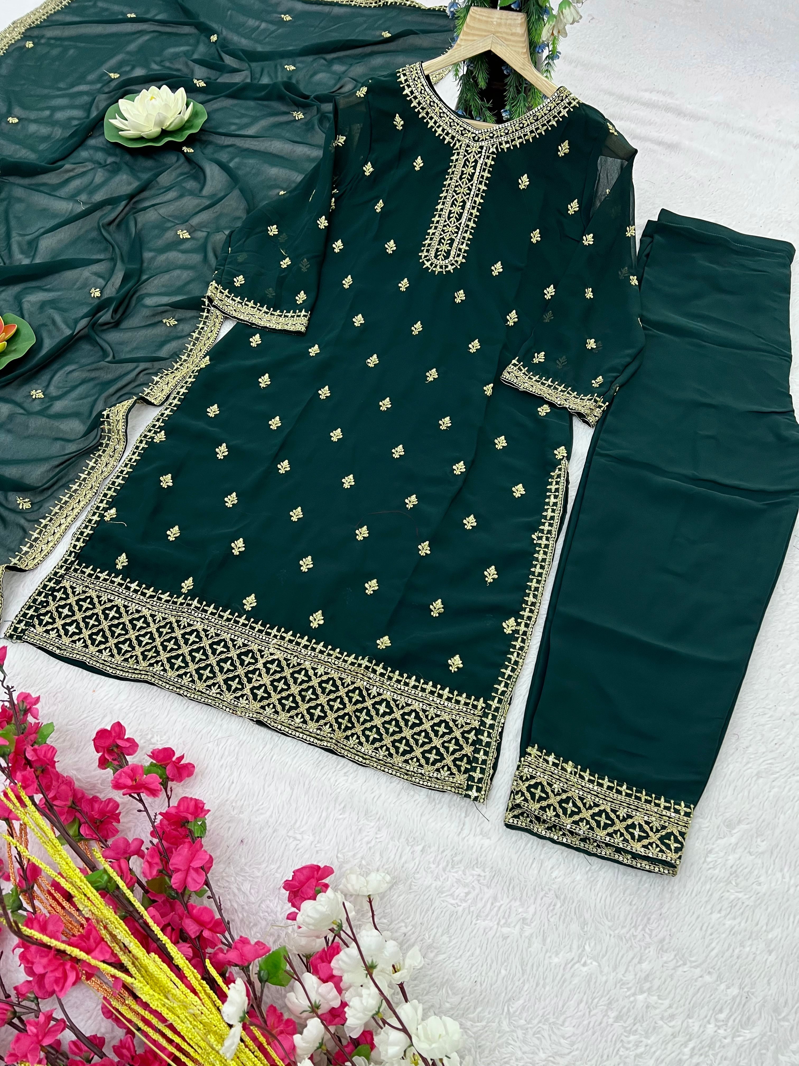 Party Wear Designer Top-Bottom And Beautiful Dupatta