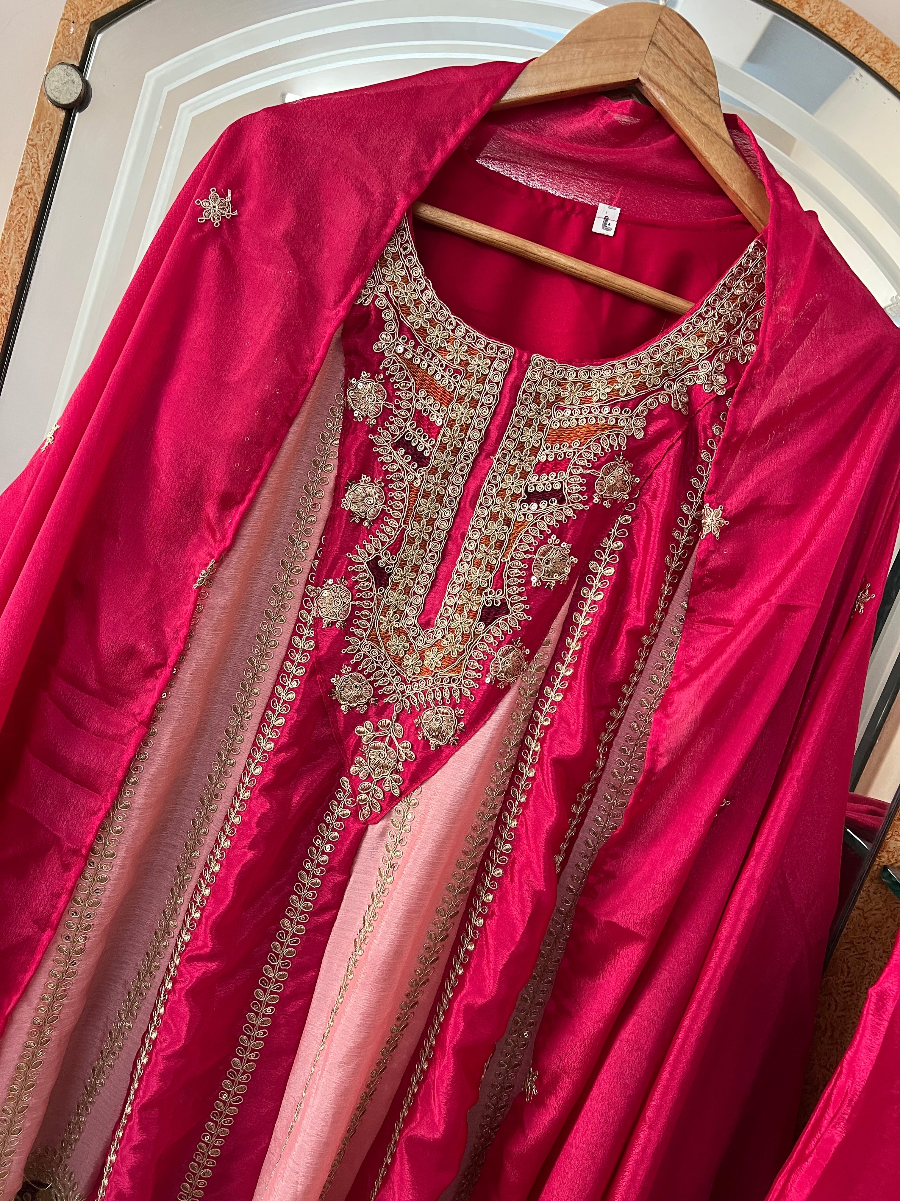 Party Wear Beautiful Top-Bottom And Dupatta With Multi Needle Embroidery Work