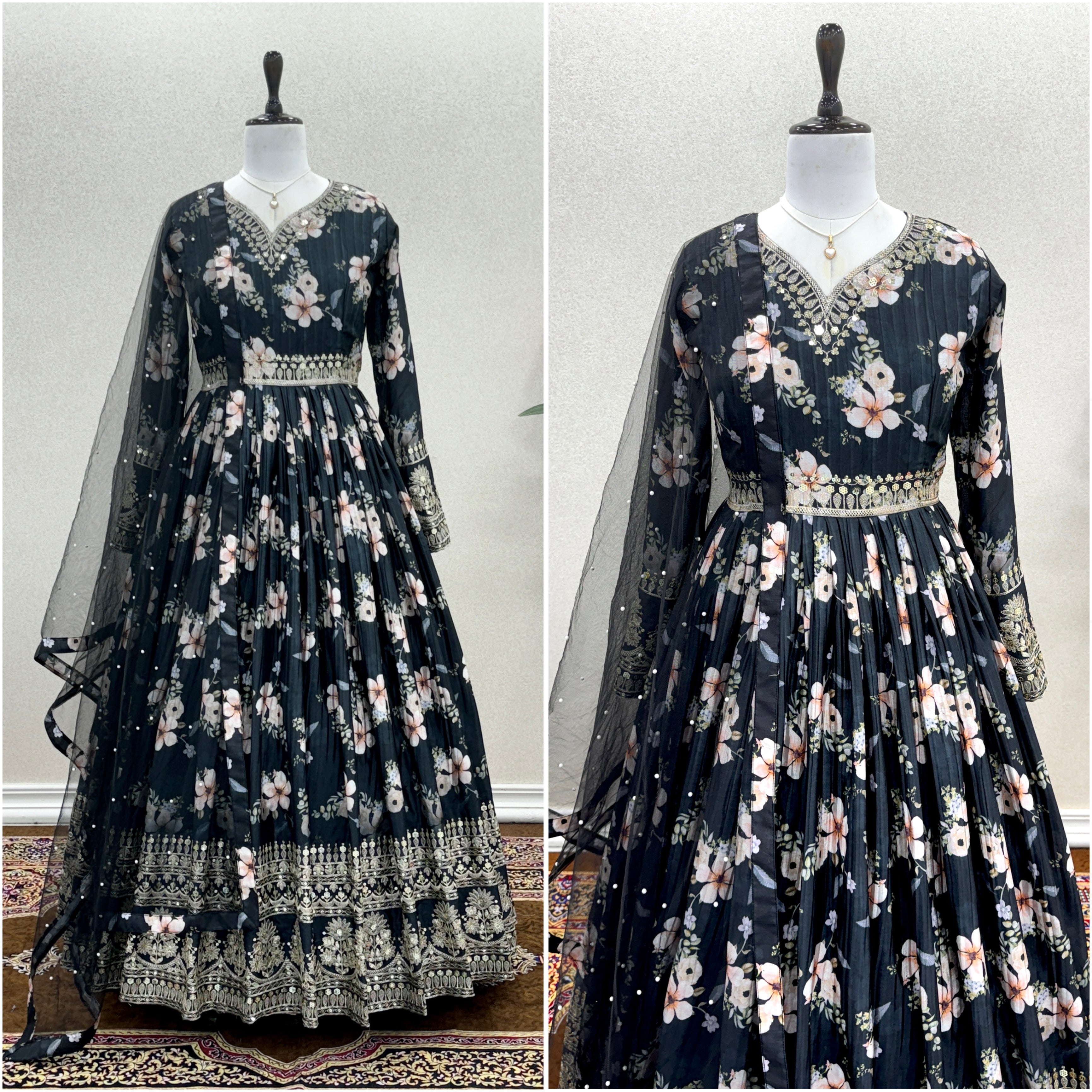 Party Wear Look Gown With Bottom & Dupatta Set