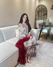 Designer Party Wear Look Top Plazzo & Beautiful Dupatta