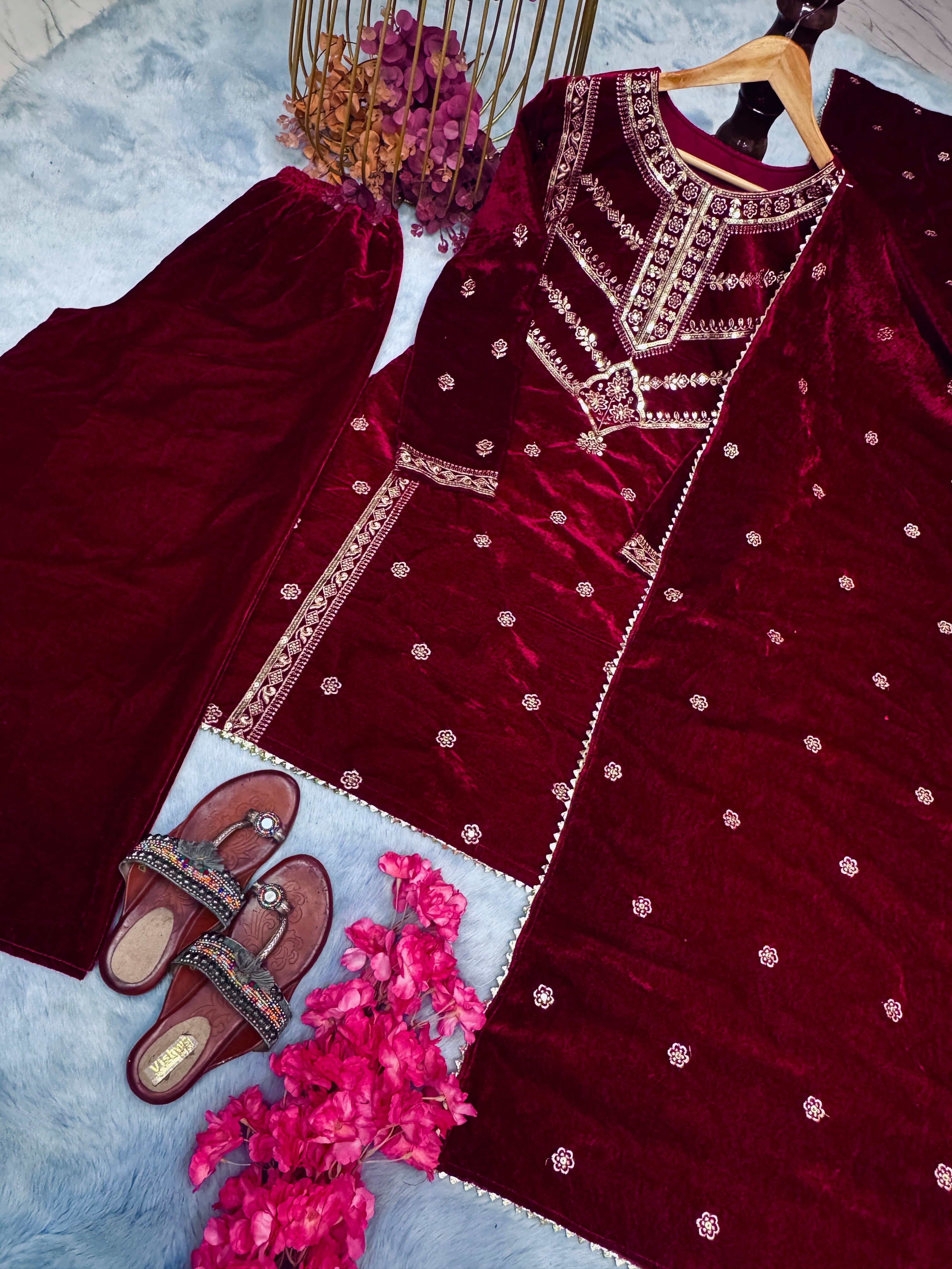 Designer Party Wear Look Top Plazzo & Beautiful Dupatta