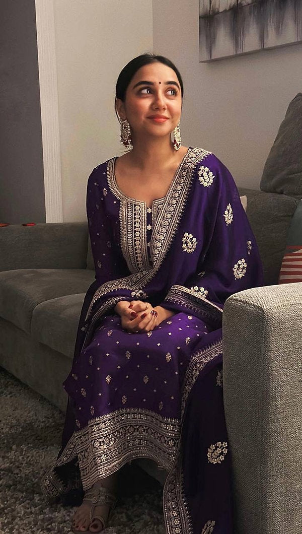 Party Wear Look New Top-Sharara and Dupatta With Heavy Embroidery Sequence Work