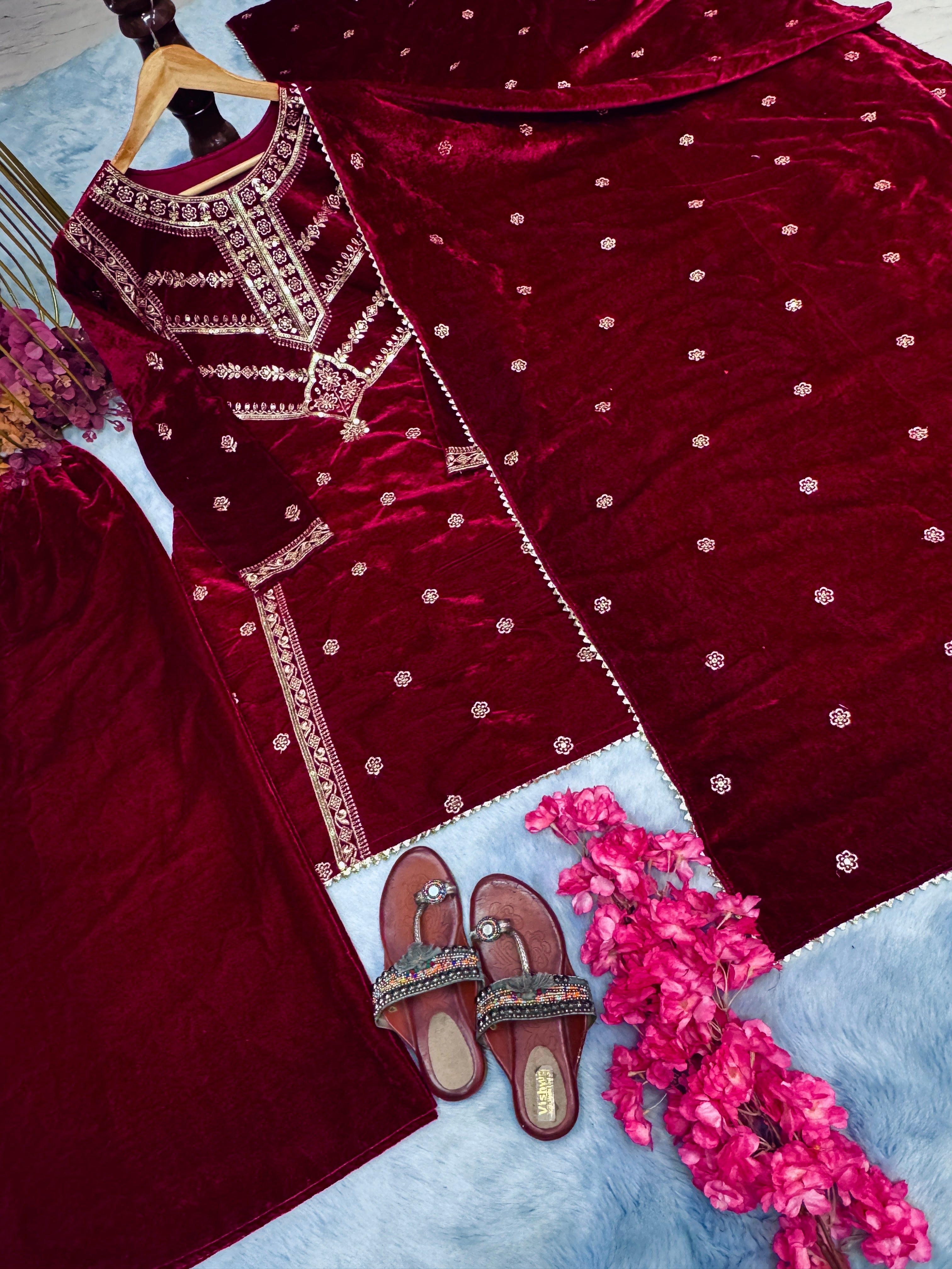 Designer Party Wear Look Top Plazzo & Beautiful Dupatta
