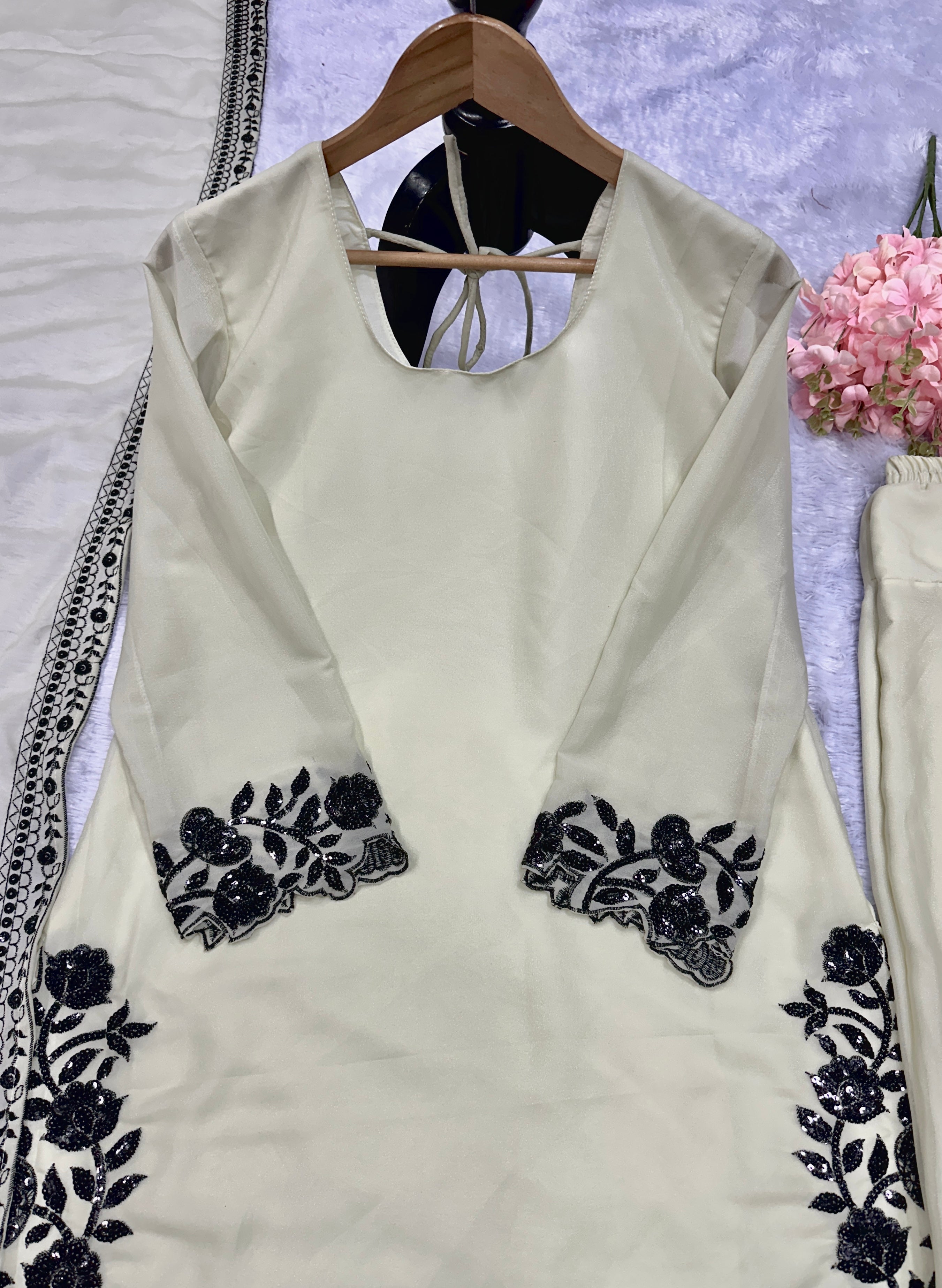 Party Wear Beautiful Top And Salwar With Fancy Dupatta