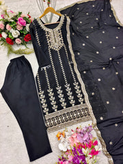 Party Wear Beautiful Top-Pent And Dupatta With Sequence Work
