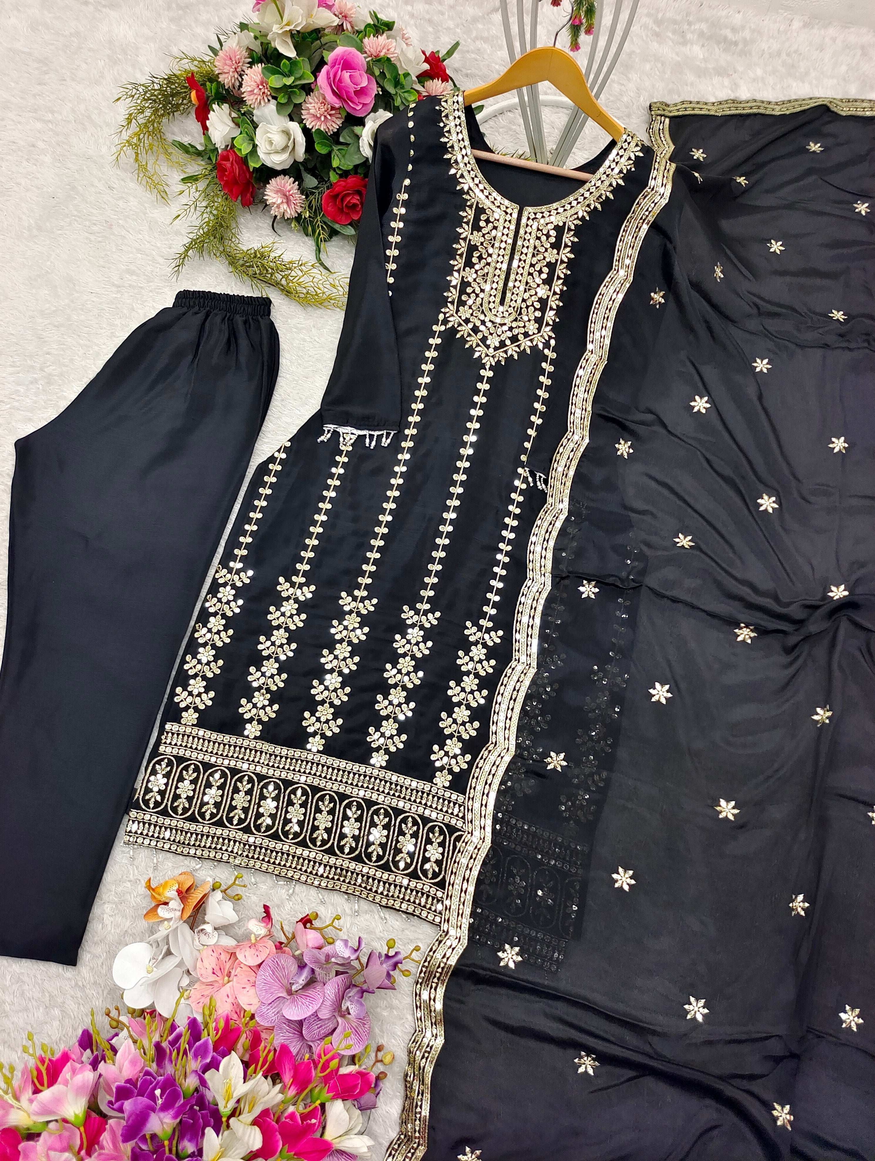 Party Wear Beautiful Top-Pent And Dupatta With Sequence Work