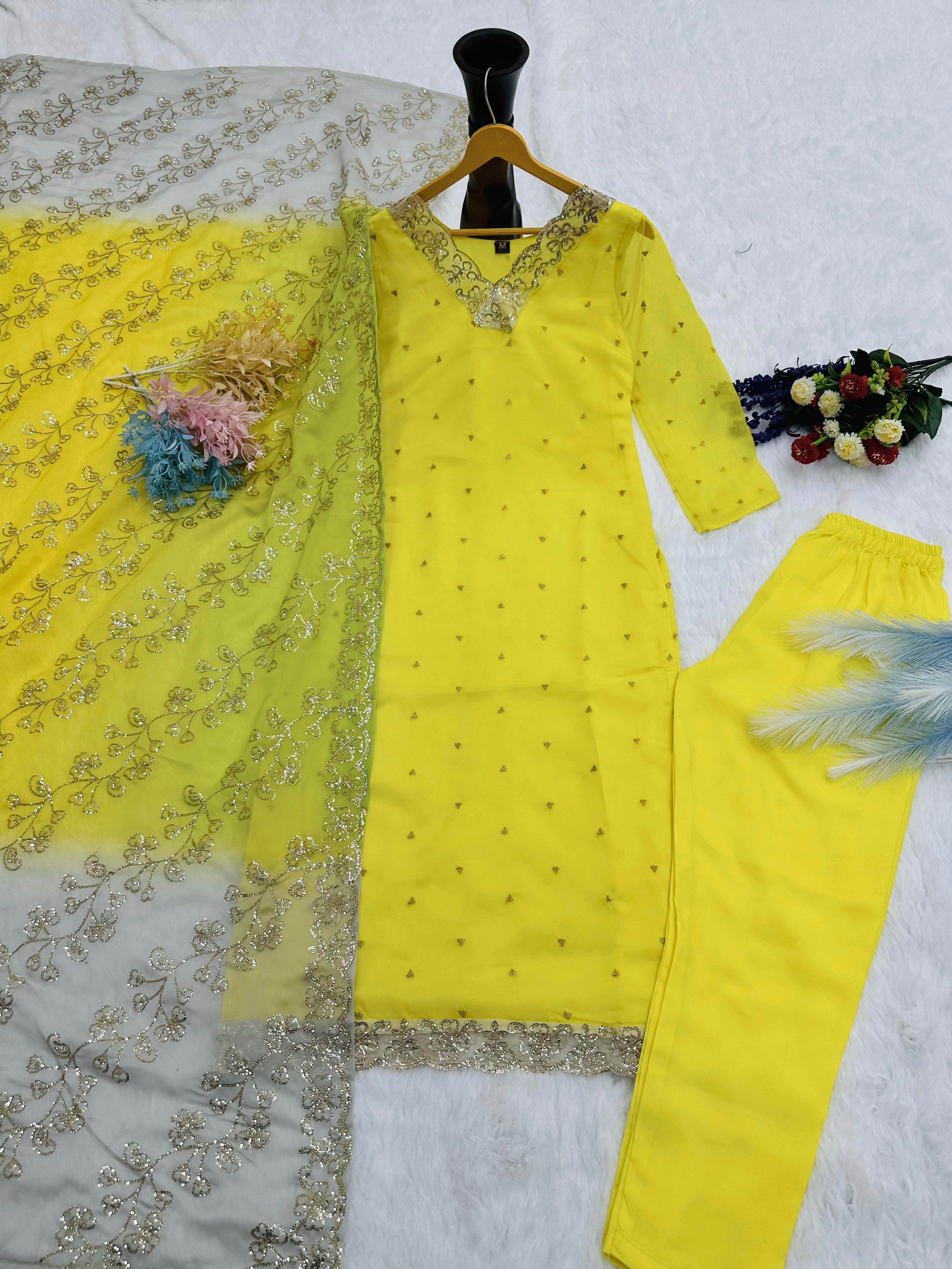 Designer Party Wear Top And Pent With Dupatta
