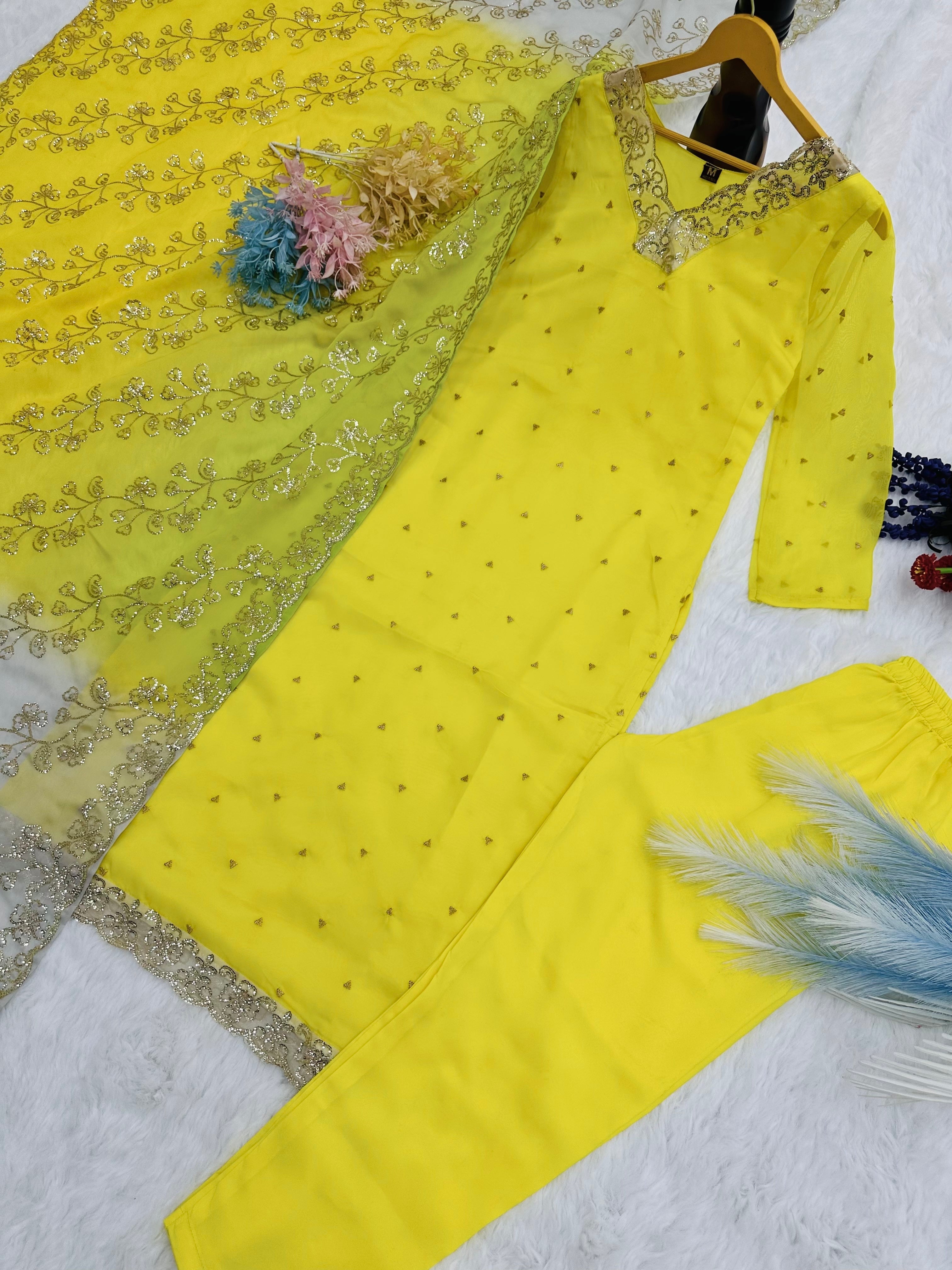 Designer Party Wear Top And Pent With Dupatta