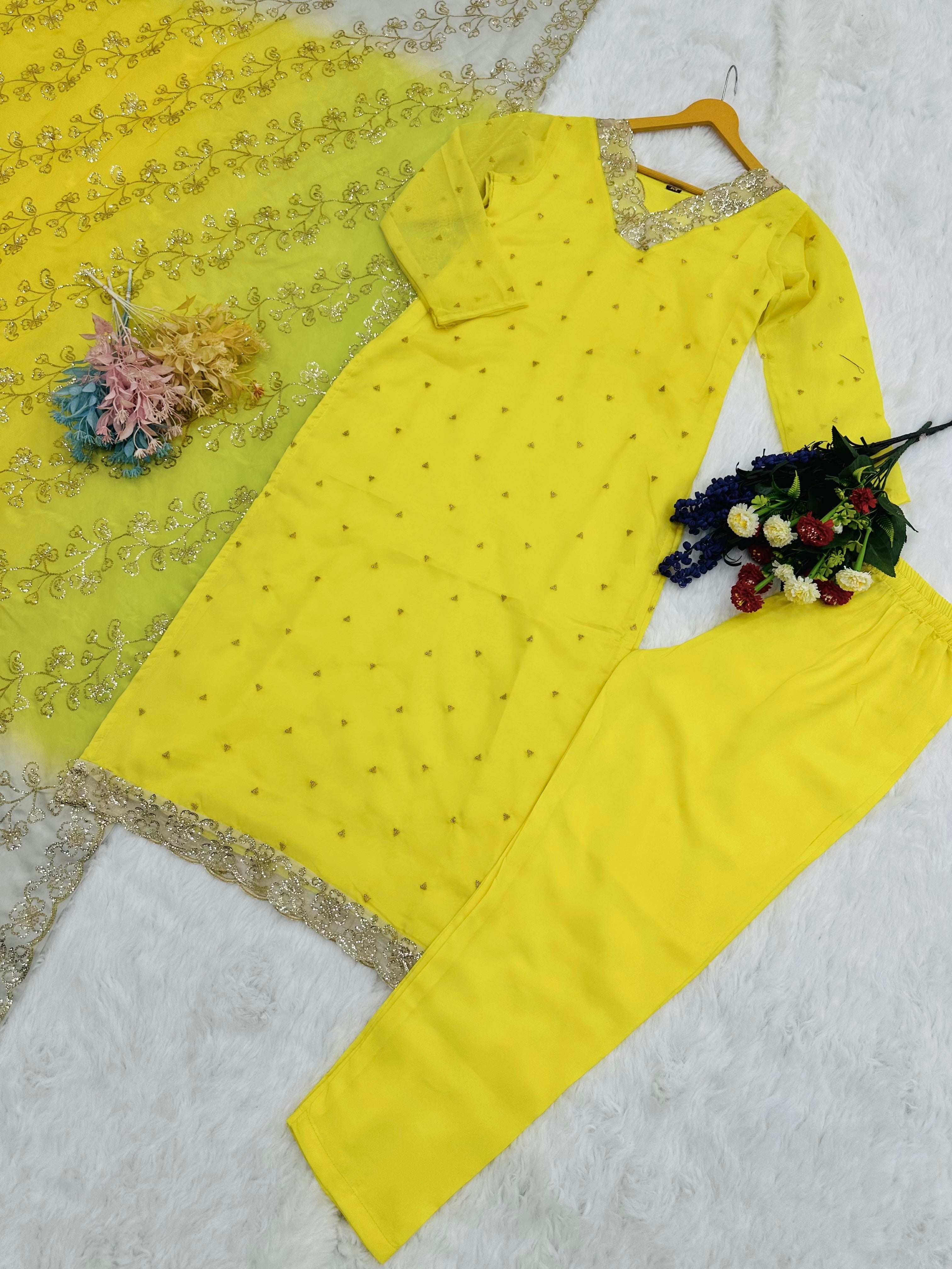 Designer Party Wear Top And Pent With Dupatta