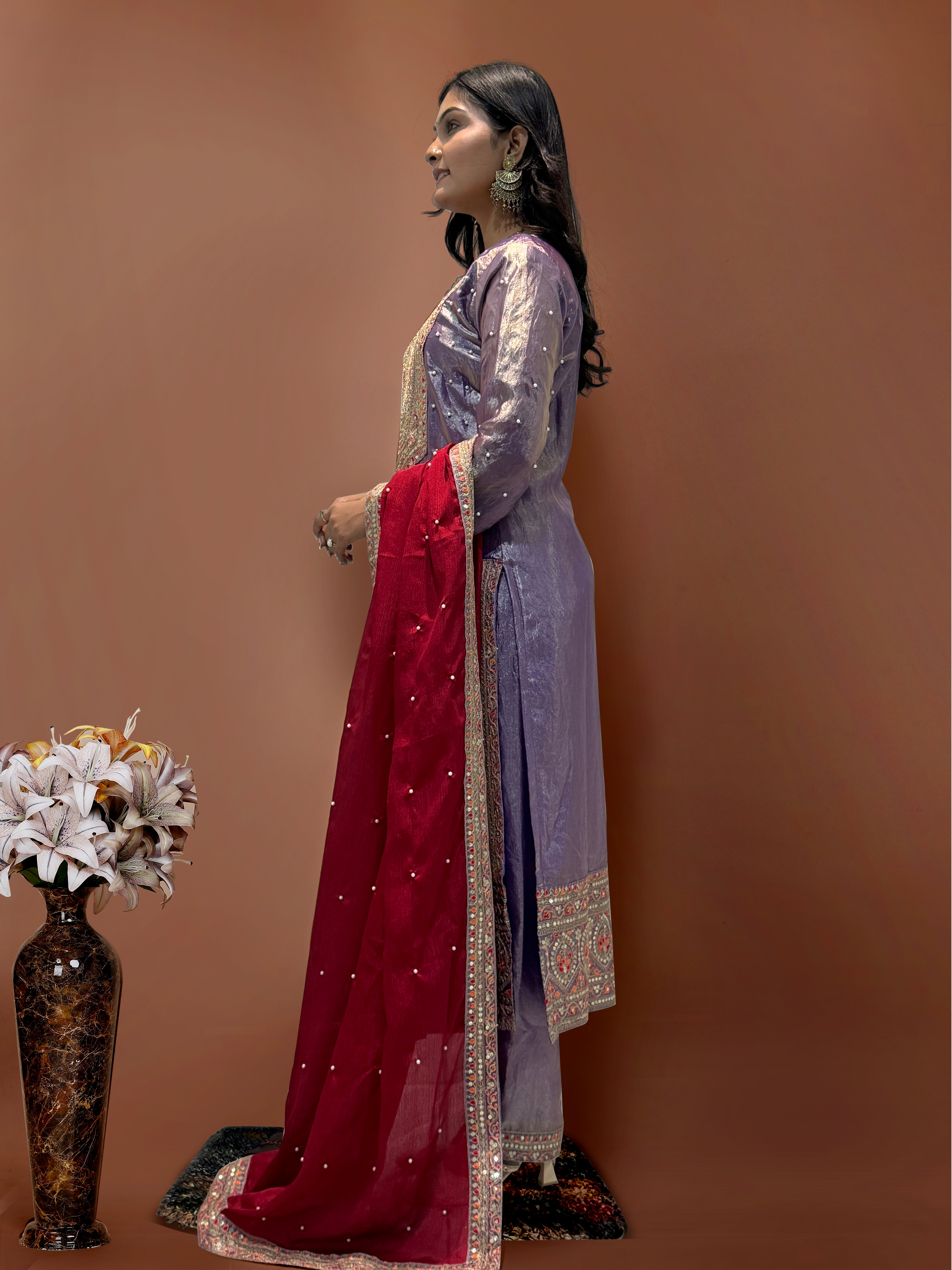 Fancy Top-Bottom And Dupatta With Embroidery Coding Dori-Sequence Work