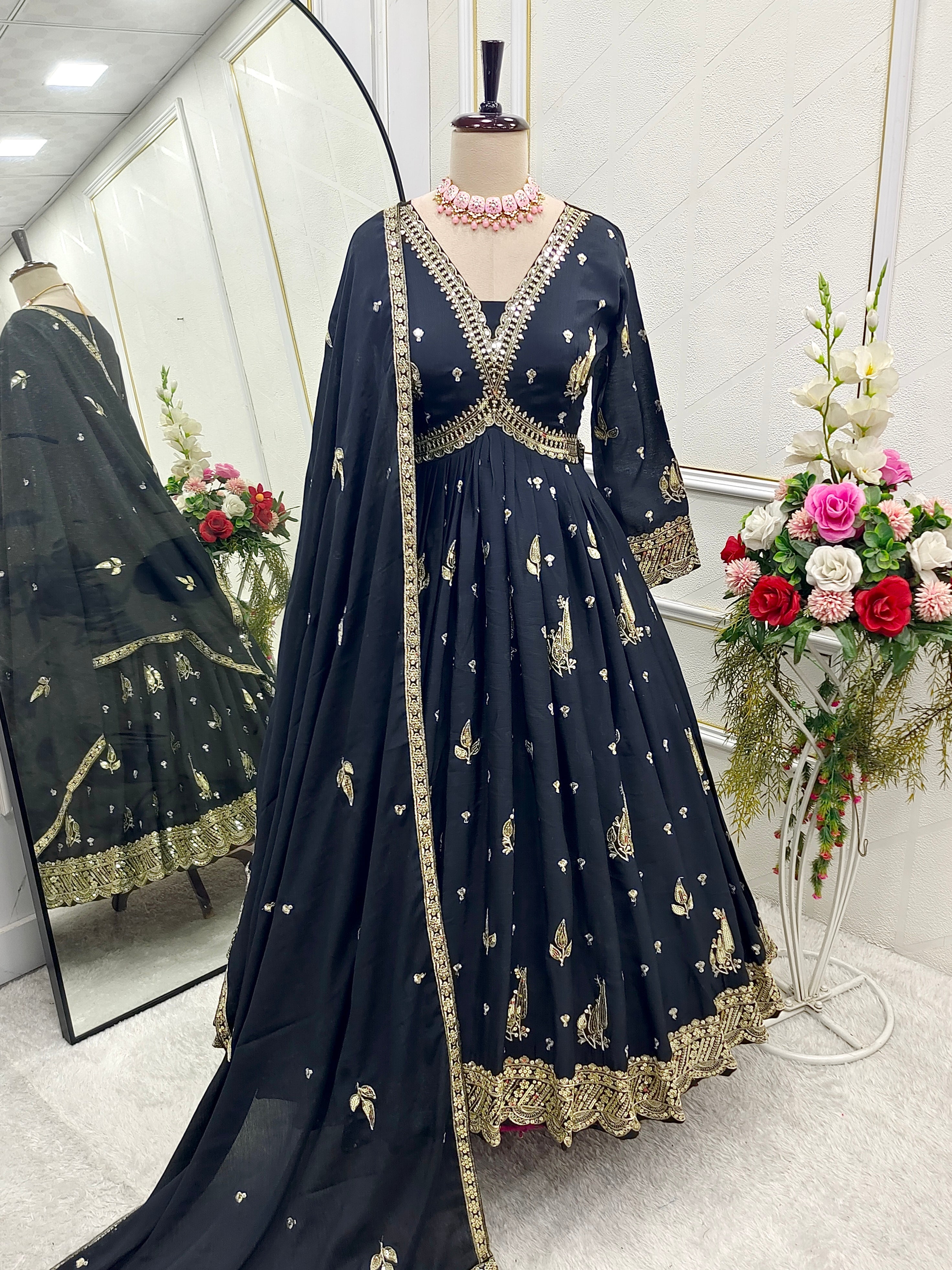 Designer Aliya-Cut Gown-Pent And Beautiful Dupatta